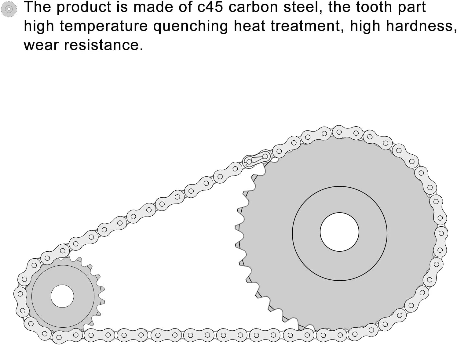Uxcell #25 Chain Roller Sprocket, 12Mm Bore 1/4" Pitch 12 Tooth Single Strand Chain Sprocket, C45 Carbon Steel 25 Roller Chain Sprocket with Set Screws for ISO 04C Chain, 2Pcs image number 1