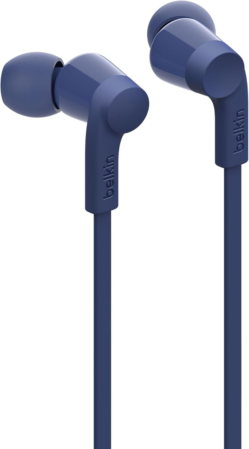 Belkin Soundform Wired Headphones with USB-C Connector, In-Ear Wired Earphones with Microphone - Wired Earbuds for Iphone 15, Ipad Mini, Galaxy S24, Android & More (USB-C Headphones) - Blue - Black image number 6