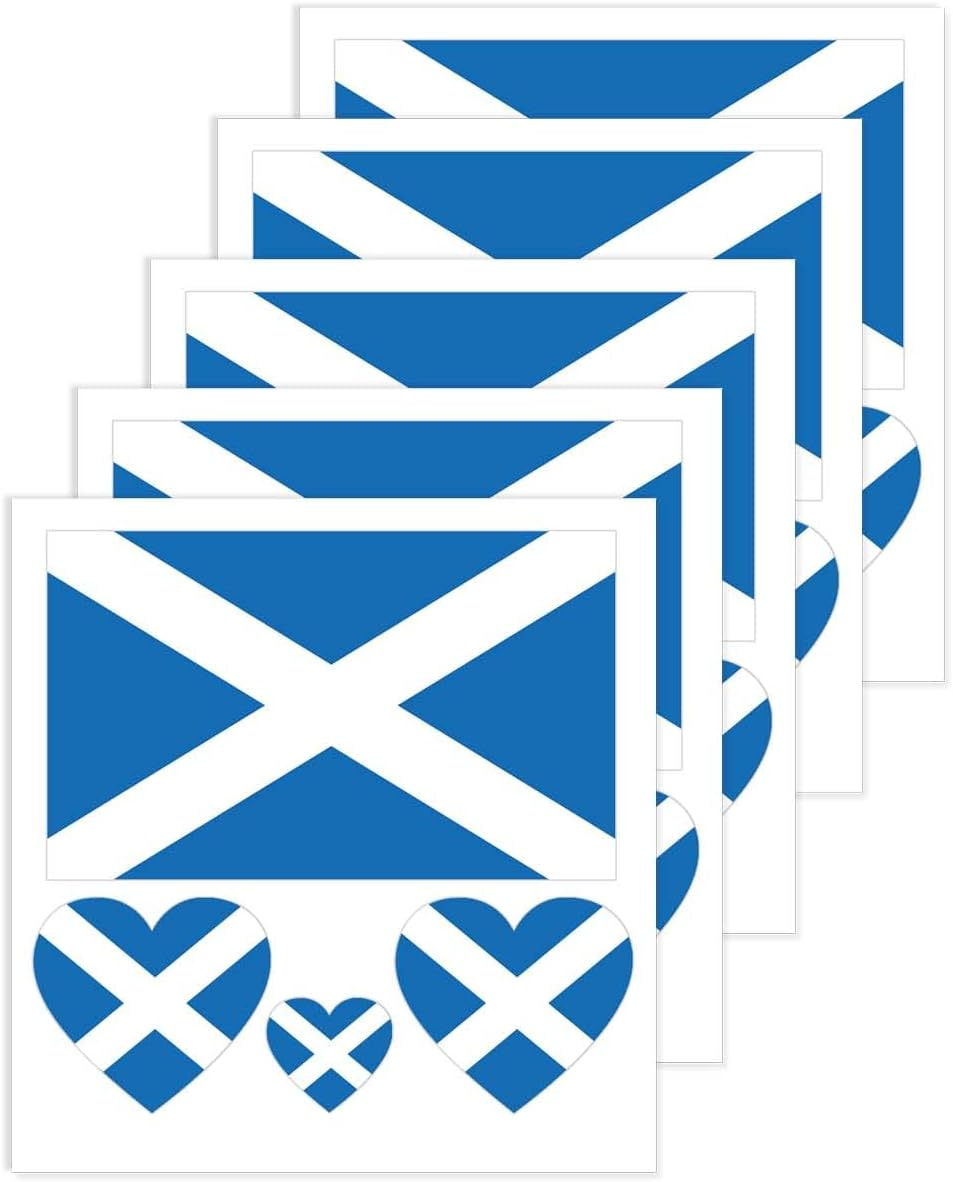 5 Sheet Scotland Temporary Tattoo,Scottish Flag Decal Sticker for Party Birthday National Day Celebration image number 1