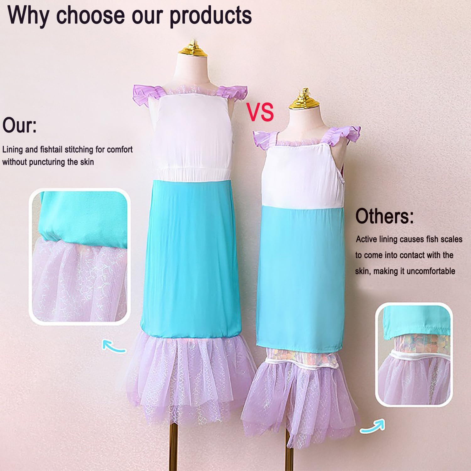 Little Girls Princess Mermaid Costume for Girls Dress up with Accessory for Christmas Birthday Party Supplies image number 4