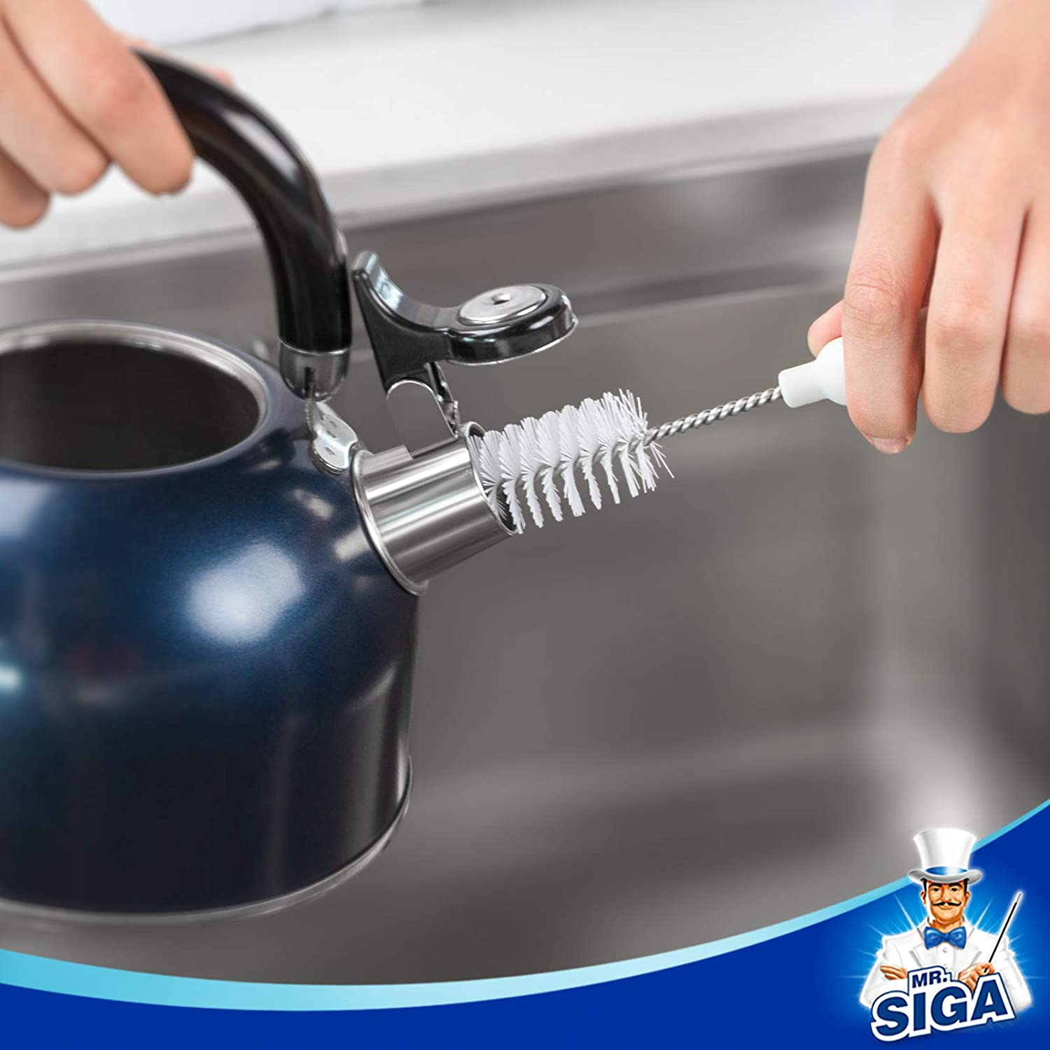 MR.SIGA 5 Pack Bottle Brush Cleaning Set with Storage Holder, Cleaning Brushes for Long Narrow Neck Bottles, Water Bottles, Baby Bottles, Tumblers, Drinking Glasses, Strews image number 3