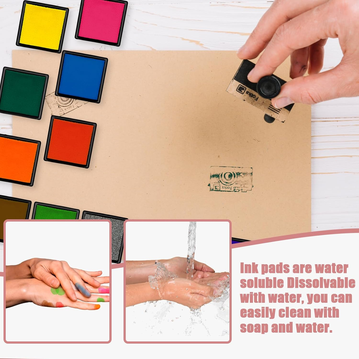 WELANE Colorful Ink Pads, 12 PCS Finger Stamp Pads for Paper, Wood, Fabric, Scrapbooking, Card Making (Assorted Colors)