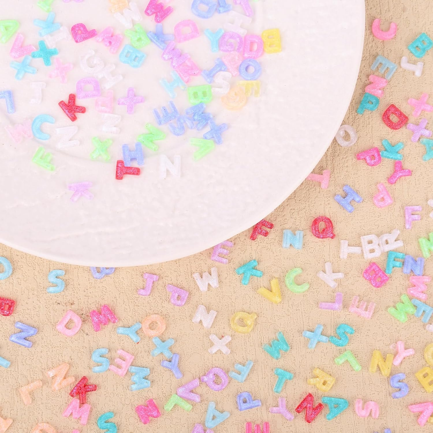 300Pcs Letter Nail Art Charms, Resin Colorful Flatback Alphabet Nail Art Charm Decorations Practical Manicure Accessories for Studio Home DIY Supplies image number 5