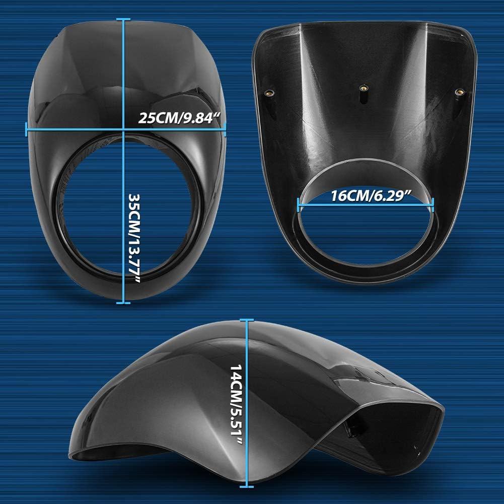 Katur Headlight Fairing Covers Front Head Light Cowl Fork Mount Headlamp Visor Bracket Kit for 1973 up Harley Sportster Cafe Drag Dyna FX XL image number 2