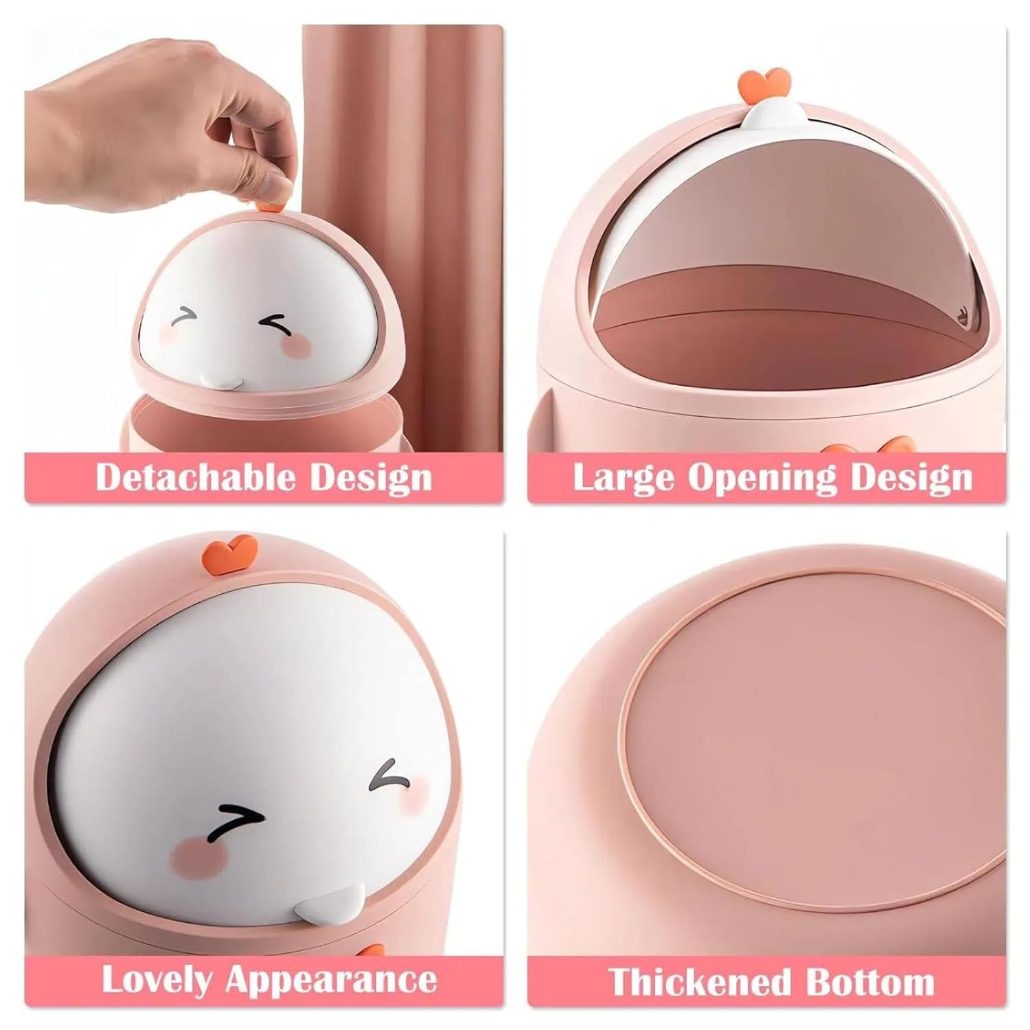 Creative Mini Desk Trash Can, Small Countertop Plastic Wastebasket with Lid, Cute and Portable Countertop Trash Can, Suitable for Home Kitchens, Desks and Bathrooms image number 1