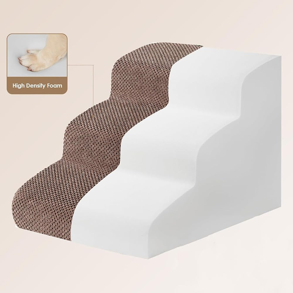 Sturdy Dog Stairs and Ramp for Beds or Couches Pet Stairs High Density Expand Foam, Pet Ramp with Washable Cover