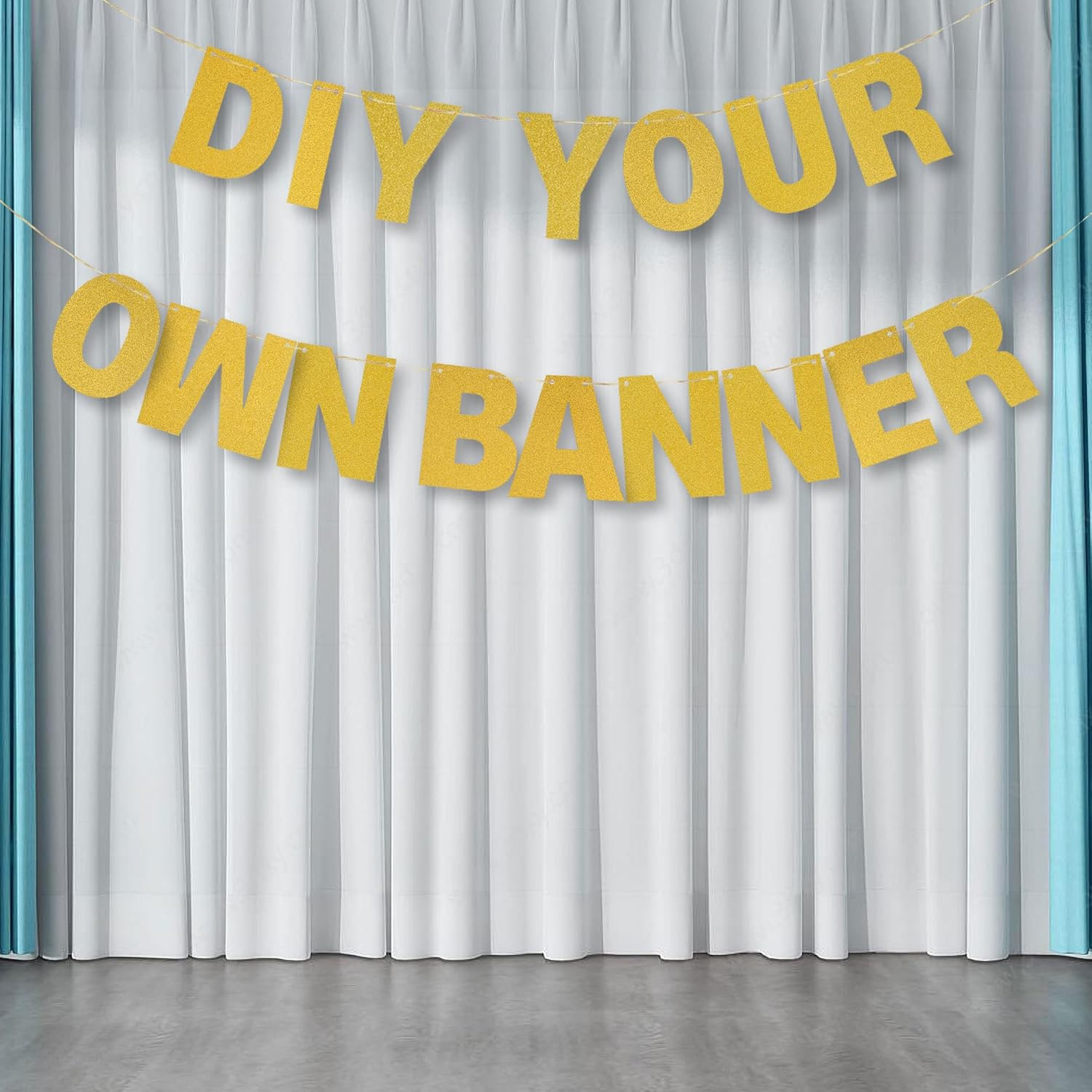 DIY Banner Kit with Letters Glitter Banner Letters Gold Customizable Birthday Banners Graduation Banner Custom Party Hanging Banner for Graduation Wedding Party Baby Shower Decoration (Gold) image number 6