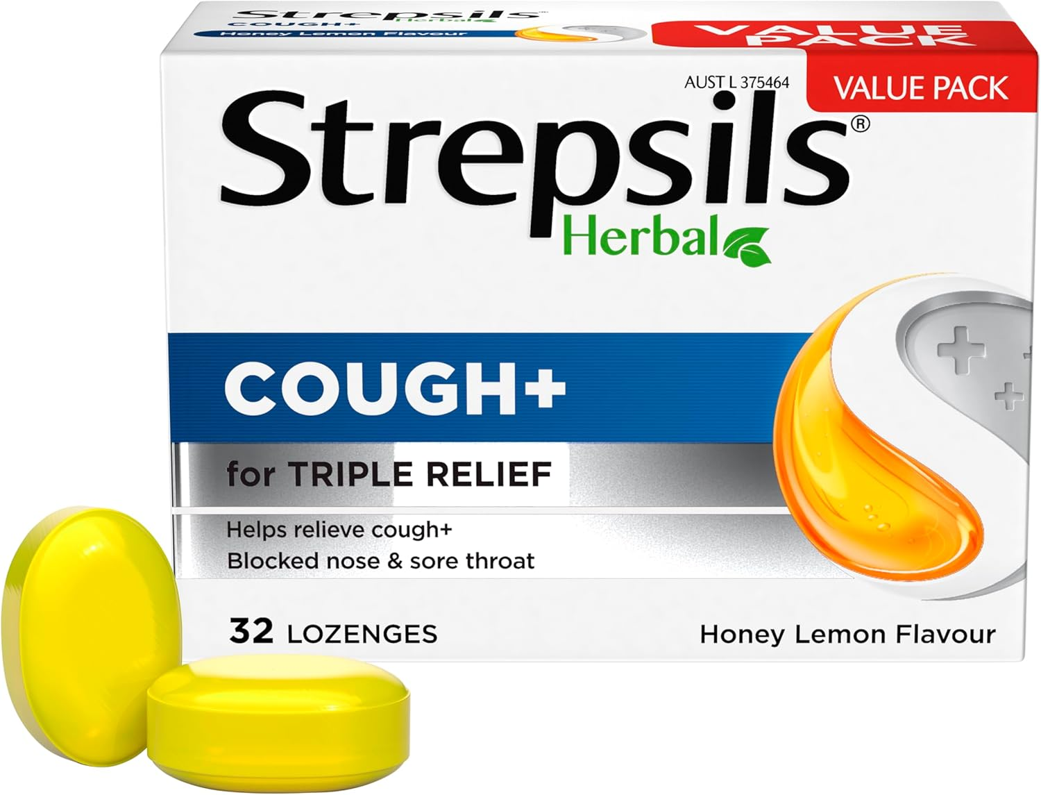 Strepsils Herbal Cough Lozenges Honey Lemon 32S image number 1