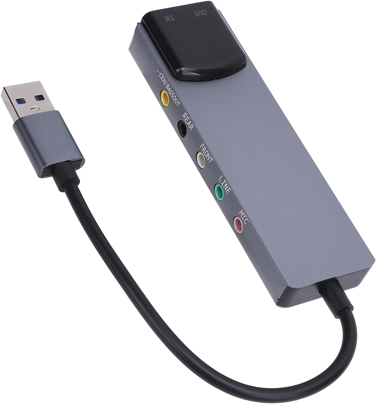 External Surround Sound Card, 48Khz Sample Rate, 5.1/7.1 Channel Support, Full Aluminum Alloy External Sound Card for TV, Speakers, HTPC Home Theater Setups