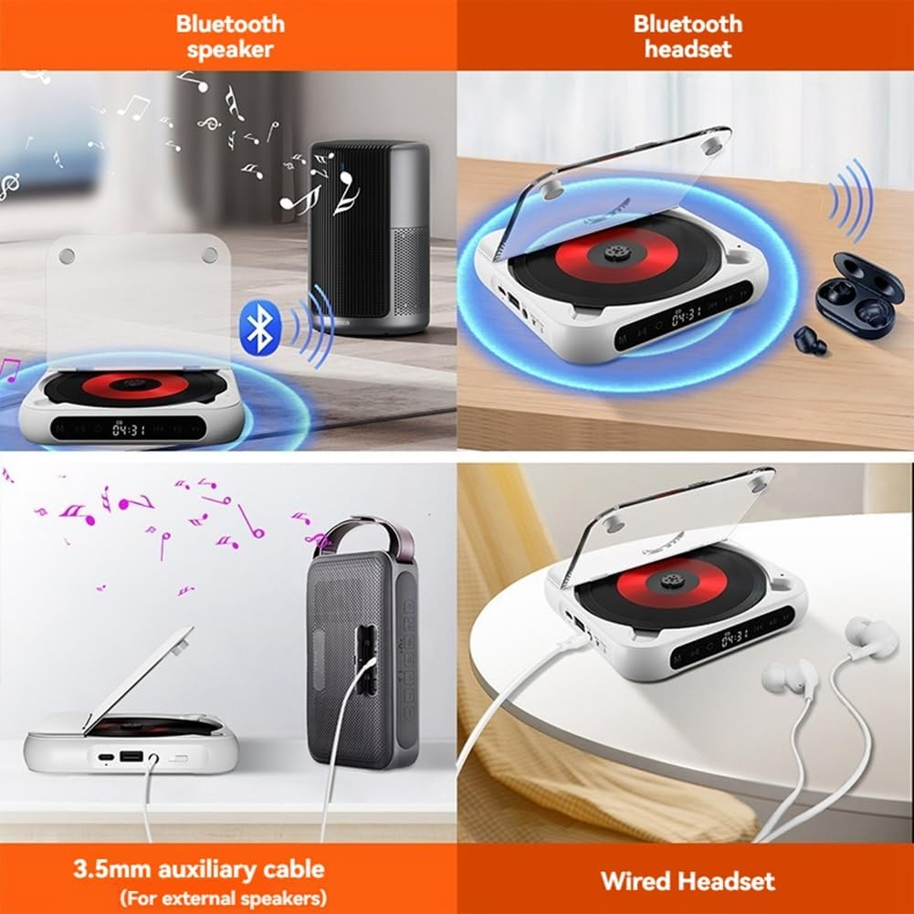 Xioaue Bluetooth CD Player Portable BT Speaker LED Screen Stereo Player Hifi Sound Quali Built in Rechargeable Battery image number 4