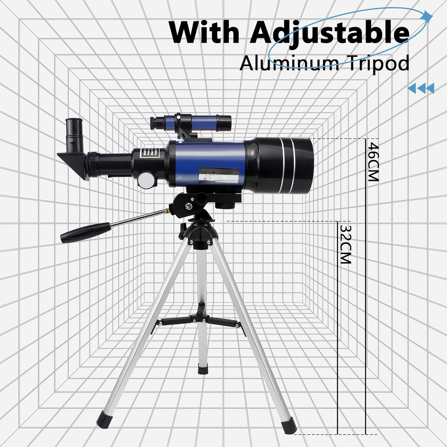 Telescope, Telescopes for Adults Kids Beginners, 70Mm Aperture Astronomy Refractor Telescopes (15X-150X) with Portable Tripod, Phone Adapter (Blue) image number 4