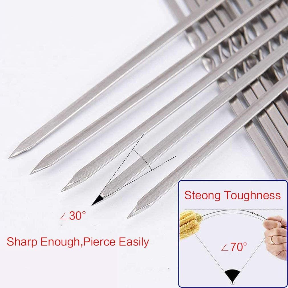 Metal Skewer for Grilling,Kabob Skewer,Flat BBQ Barbecue Skewer,Grilling Skewers Set,Reusable BBQ (12" Skewer(16 Pack)) image number 3