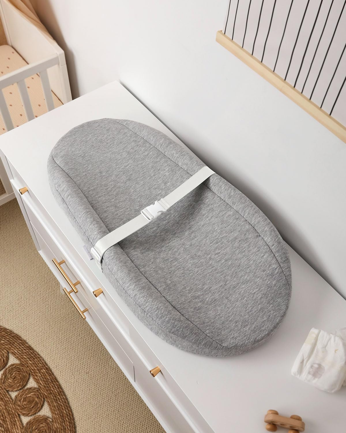 Blissful Diary Baby Changing Pad with Waterproof Lining Foam, Includes a Soft & Washable Cover, Contoured Changing Table Pads for Dresser Top with Non-Slip Bottom, 32&rdquo;&times;16&rdquo; (Grey, Avocado)