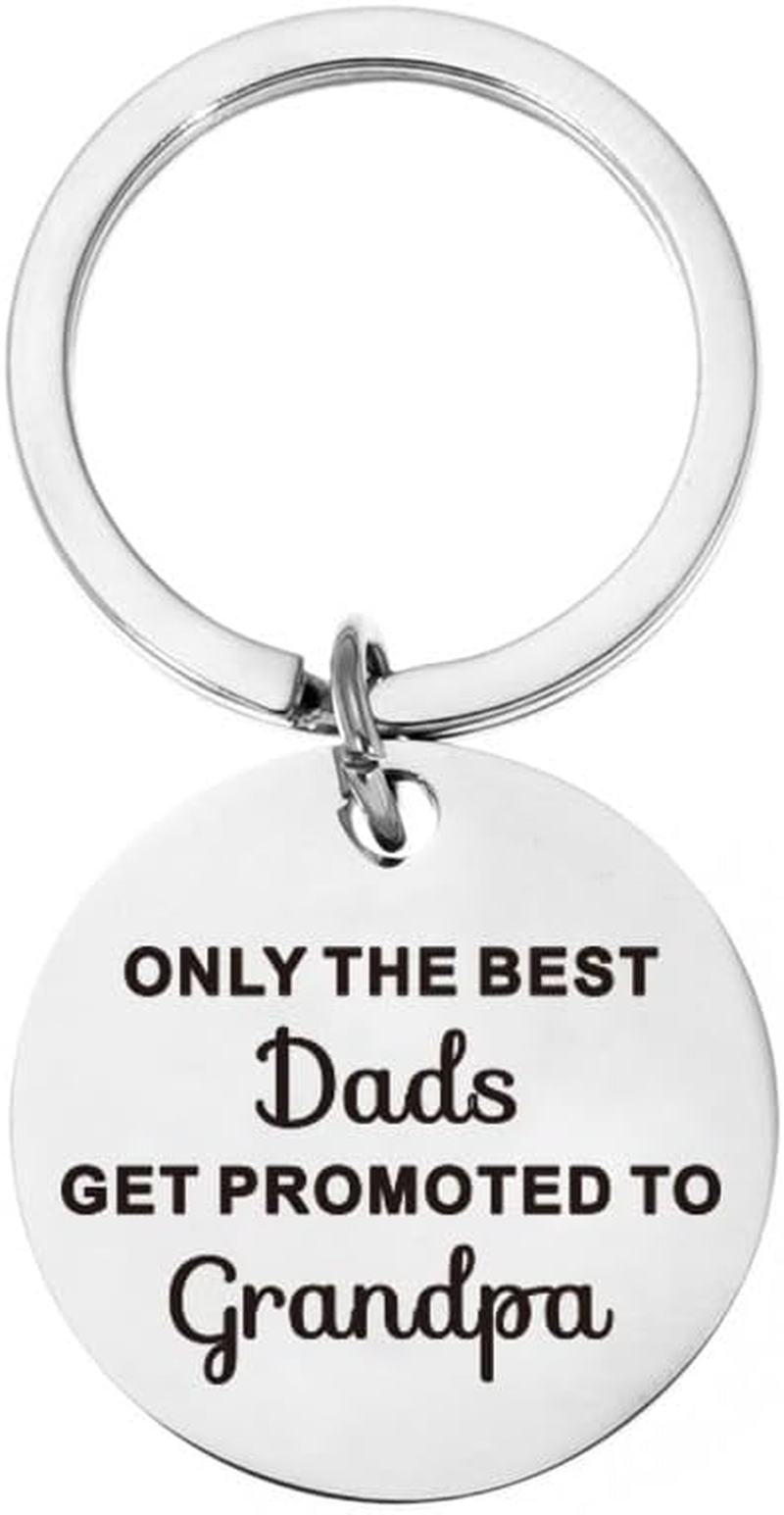 Christmas Birthday Gifts for New Grandpa - Only the Best Dads Get Promoted to Grandpa Keychain - First Time Papa Fathers Day Gift