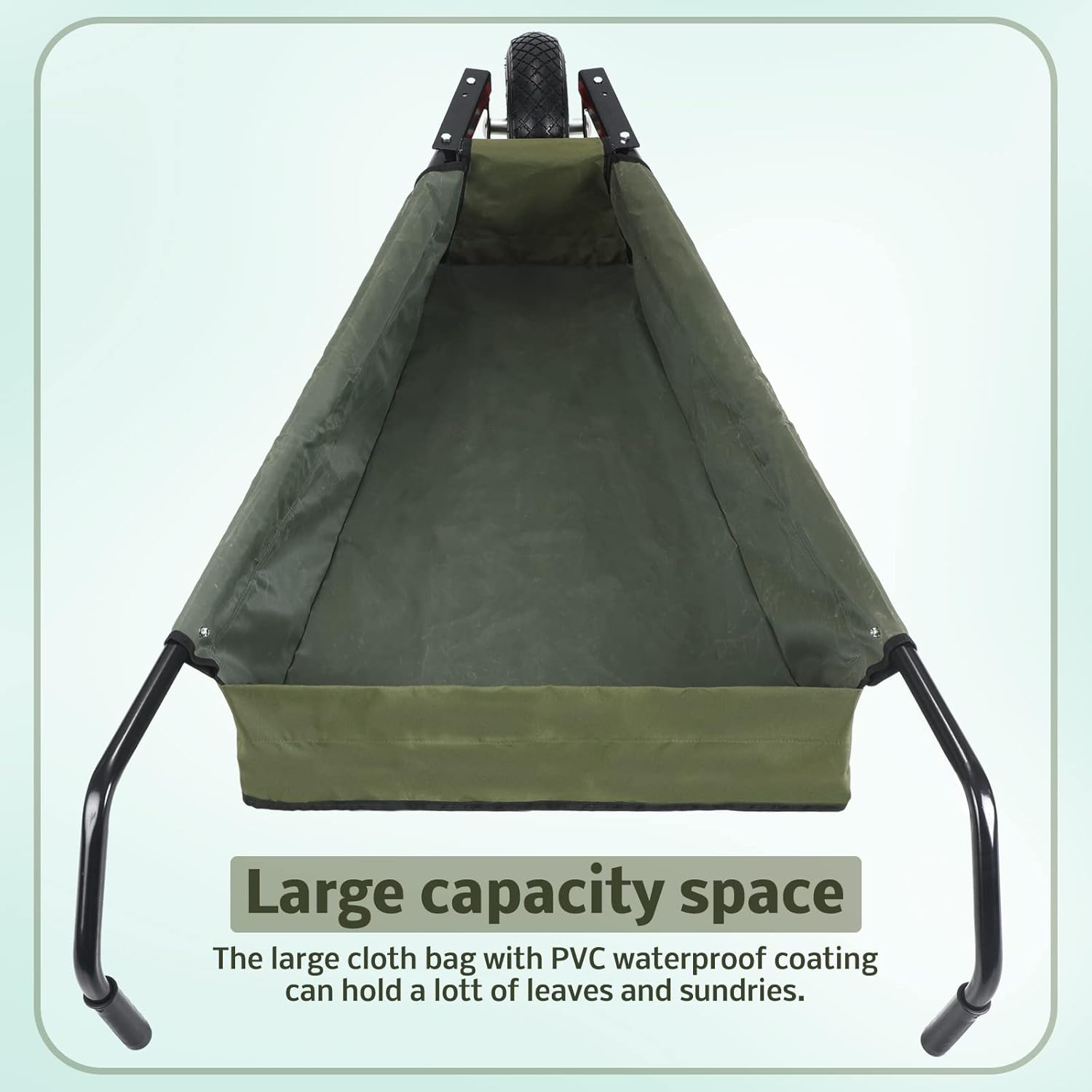 BBTO Folding Wheelbarrow Collapsible Foldable Yard Cart 88Lbs Lightweight Gardening Cart Heavy Duty Oxford Cloth Lawn Cart for Adult, Grass, Soil, Brick, Leaf, Garden Supplies, 10" Pneumatic Tire image number 2