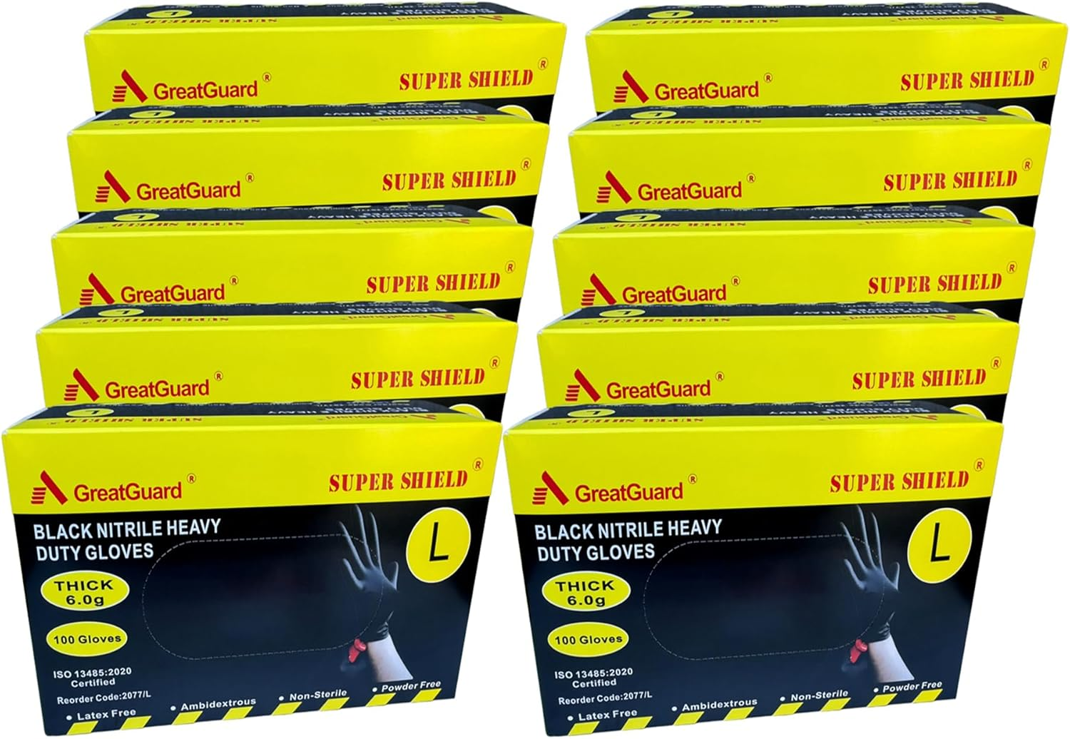 Greatuard Black Nitrile Heavy Duty Disposable Gloves, 6 Mil, Powder & Latex Free, Non-Sterile, Chemical Resistant, Food Safe, Medical Grade 1,000 PCS image number 3