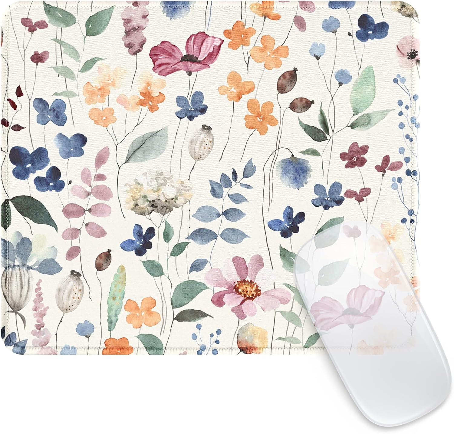 Ksriylm Mouse Pad,Cute Colorful Flowers Mouse Pad,Mouse Mat Square Waterproof Mouse Pad Non-Slip Rubber Base Mouse Pads for Office Laptop, 9.5"X7.8"X0.12" Inch