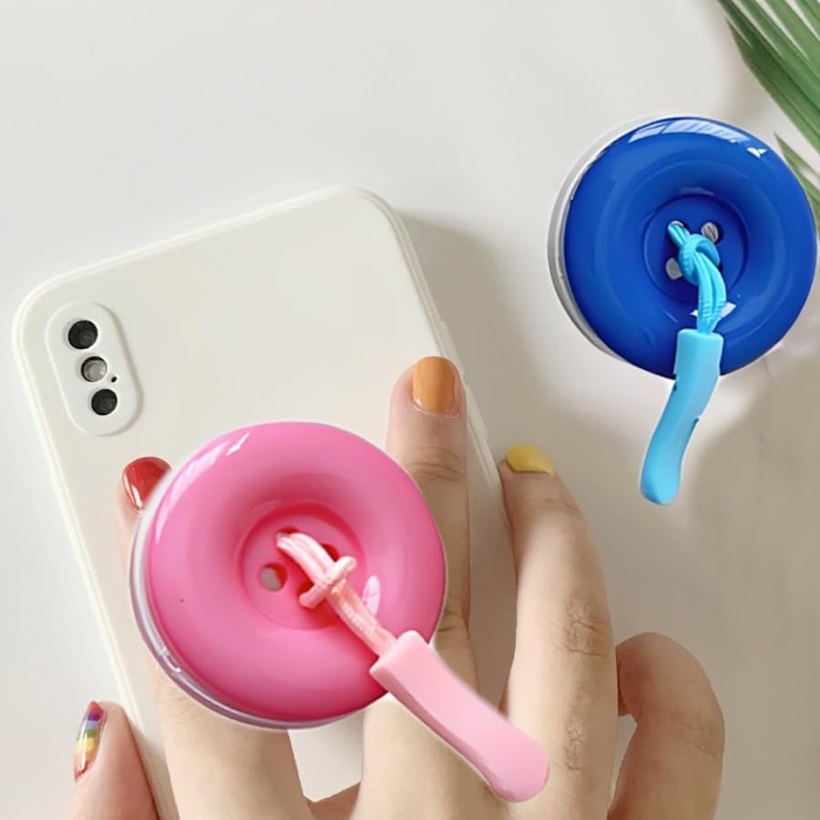 ARFUKA Pack of 2 Mobile Phone Finger Holder Mobile Phone Holder Finger Ring Stand Foldable Button Design Mobile Phone Grip and Phone Stand for Mobile Phones and Tablets image number 3