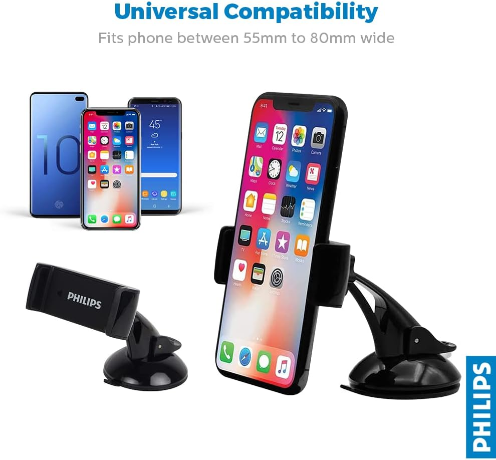 Philips DLK2411SB/97 Car Mobile Phone Holder for Smartphone, GPS, Phablet - Black image number 1