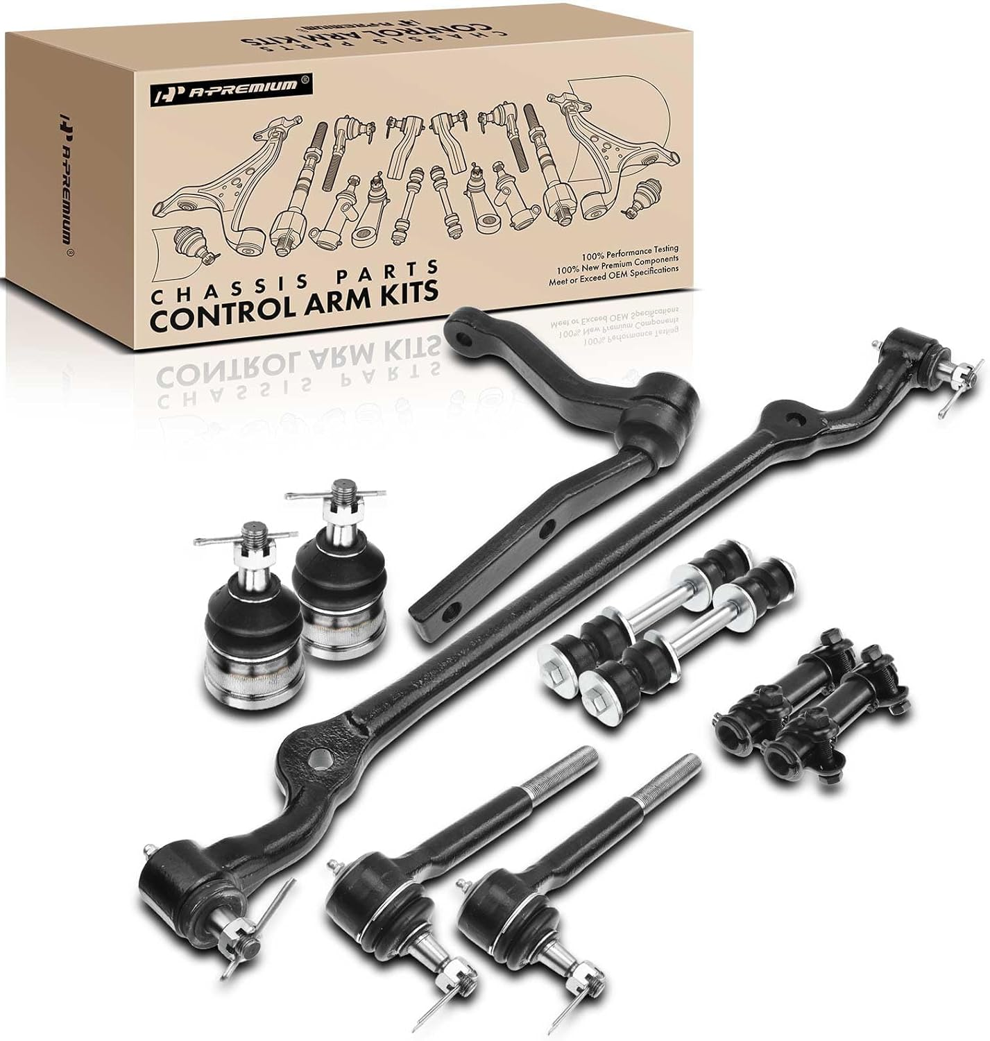 A-Premium Set of 10, Front Sway Bar Link, Lower Ball Joint, Outer Tie Rod End, Idler Arm, Center Link, Compatible with Chevrolet Camaro 1982-1992, Pontiac Firebird 1982-1992 image number 5