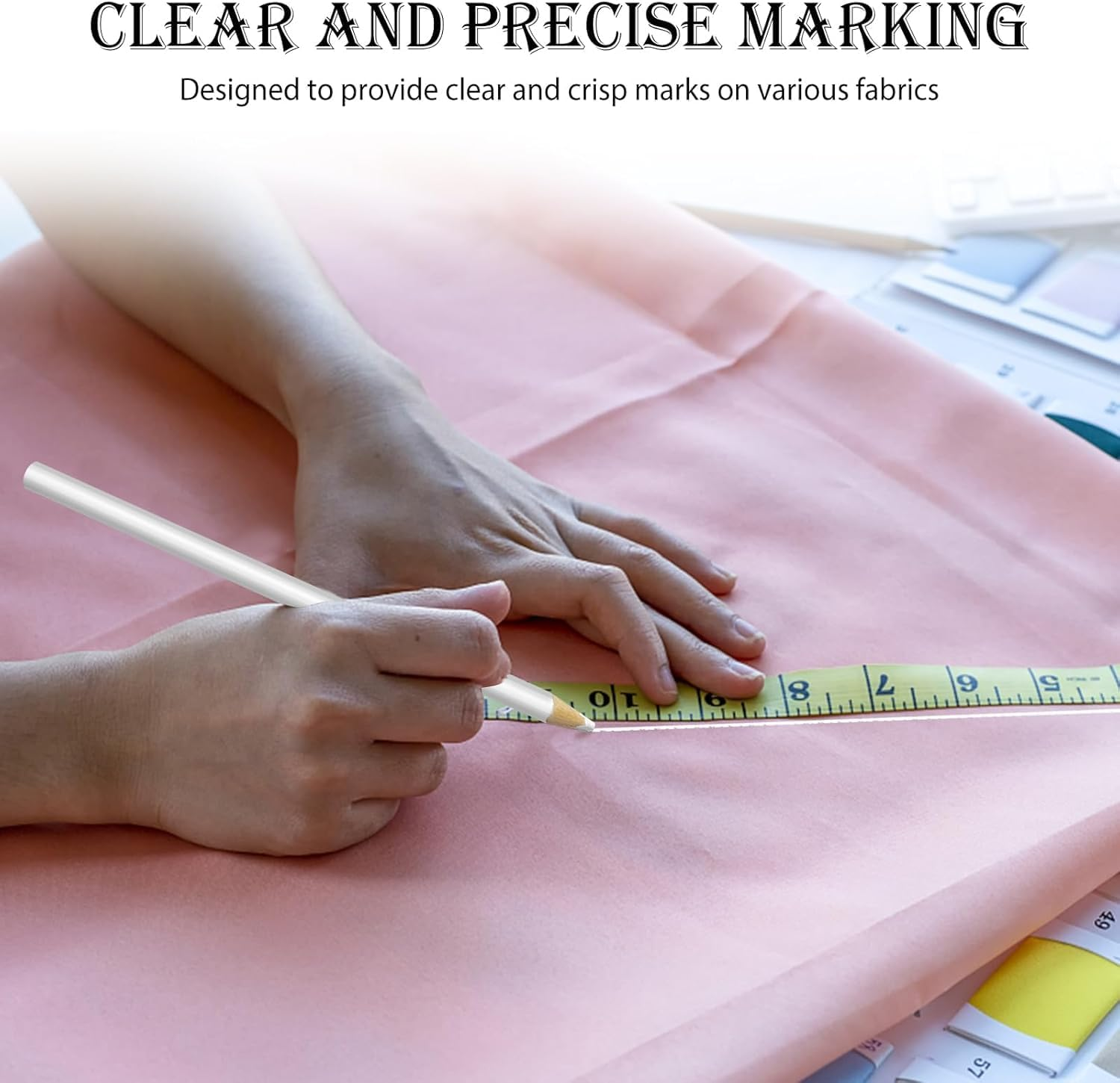 Sewing Mark Chalk Pencils, 12Pcs Tailor'S Chalk Pens Sewings Marking Pencil, Sewings Marker Tracing Pencil,Sewing Marking Tailor Pencils for Fabric image number 4