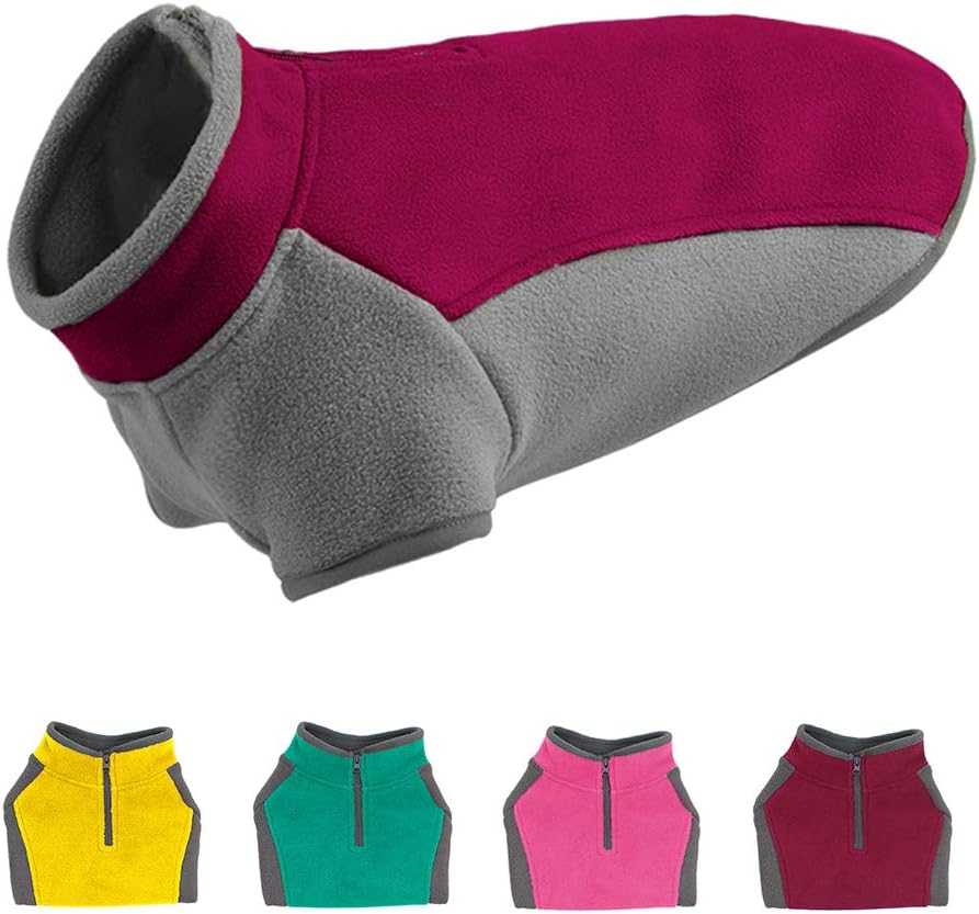 YIEPAL Stretch Fleece Dog Jacket Top Zip Dog Pullover Dog Fleece Sweater Cold Weater Dogs Coat Winter Warm Vest Clothes for Small Dogs & Puppy, Small, Baby Blue