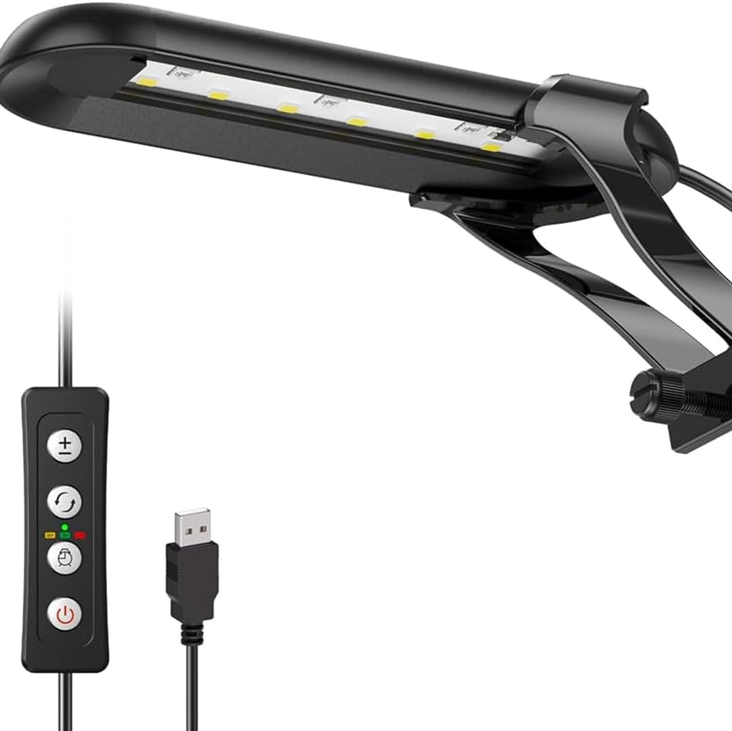LED Aquarium Light, Annuoyi Clip-On Lamp Aquatic Plant Lighting, 14 Lighting Modes Intensity Adjustable with Inline Timer Controller, for Frameless Aquariums up to 20L, 6 Watts