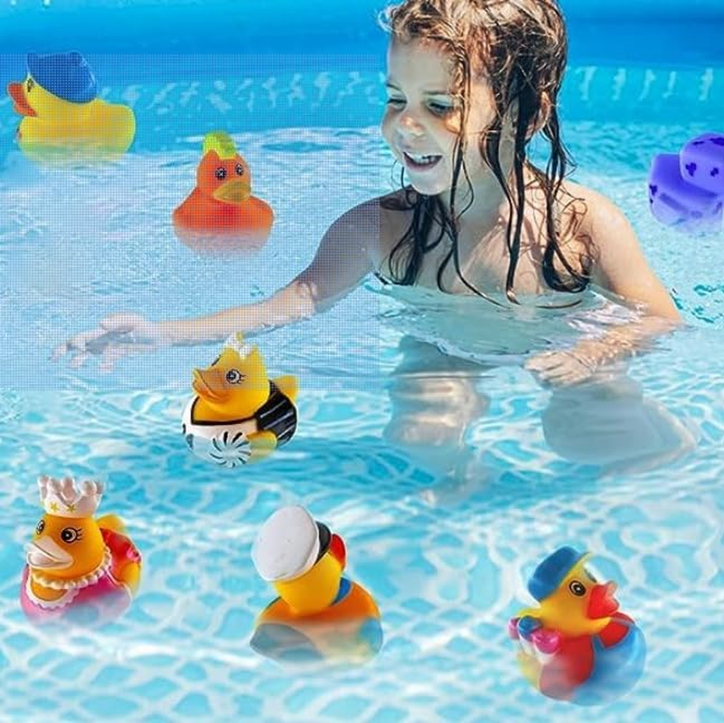 30 PCS Rubber Ducks, HMNXG Random Assortment Mini Rubber Duckie Toys for Kids Baby Bath Shower Toys, Birthday Gifts, Summer Beach Pool Activity, Carnival, Holiday Party Favors image number 6