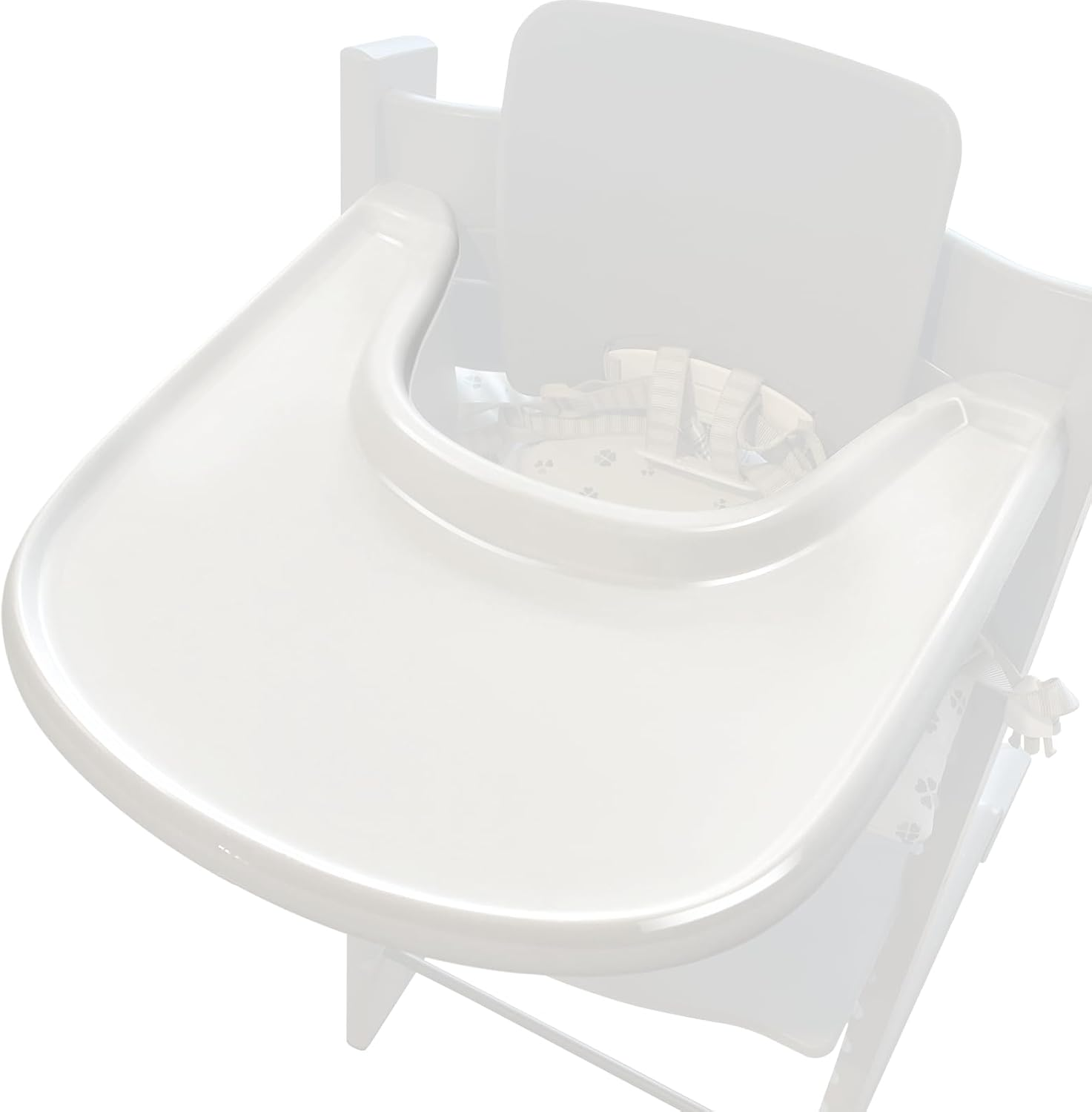 Luqibabe Baby High Chair Tray Compatible with Stokke Tripp Trapp Chair (V2 and Beyond) with Smooth Surface and Strong Suction Power Made of Food-Safe Plastic (BPA BPS BPF Lead Phthalate Free) - White