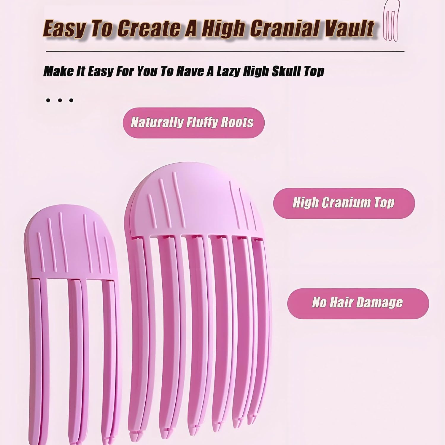 MYTOAU 4PCS Volumizing Hair Root Lifting Combs Set, Wind Shaping Styling Comb for Fluffy Bangs,Fluffy Hair Roots Clip,No Trace Hair Root Lifting Clips, Hair Volumizing Tool (Purple) image number 3