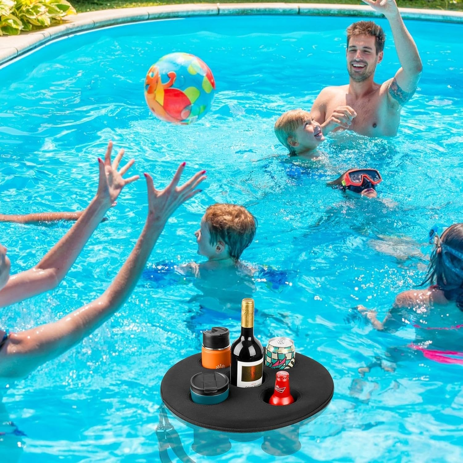 Floating Coasters - Floating Drink Holder, Drink Pool Table Float | Floating Coaster Beverage Swimming Pool Table Float, Large Capacity Drink Float Hot Tub Fun Inflatable Floating Drink Holder For