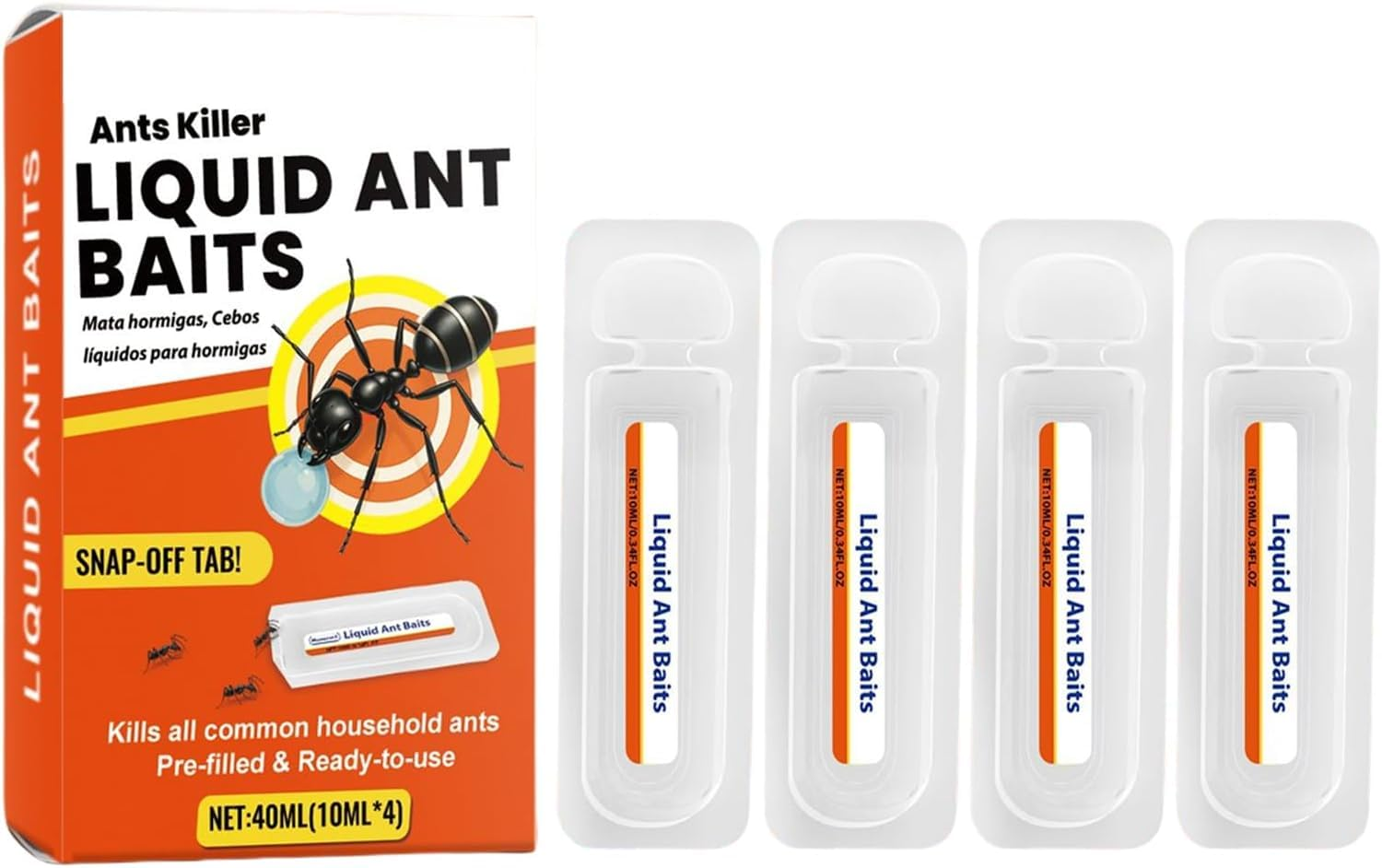 Ant Killer Bait Stations Lawn Plant Care, Liquid Bait to Eliminate Ants - Bait System, Effective Indoor Ant Control (4 Tablets) image number 1