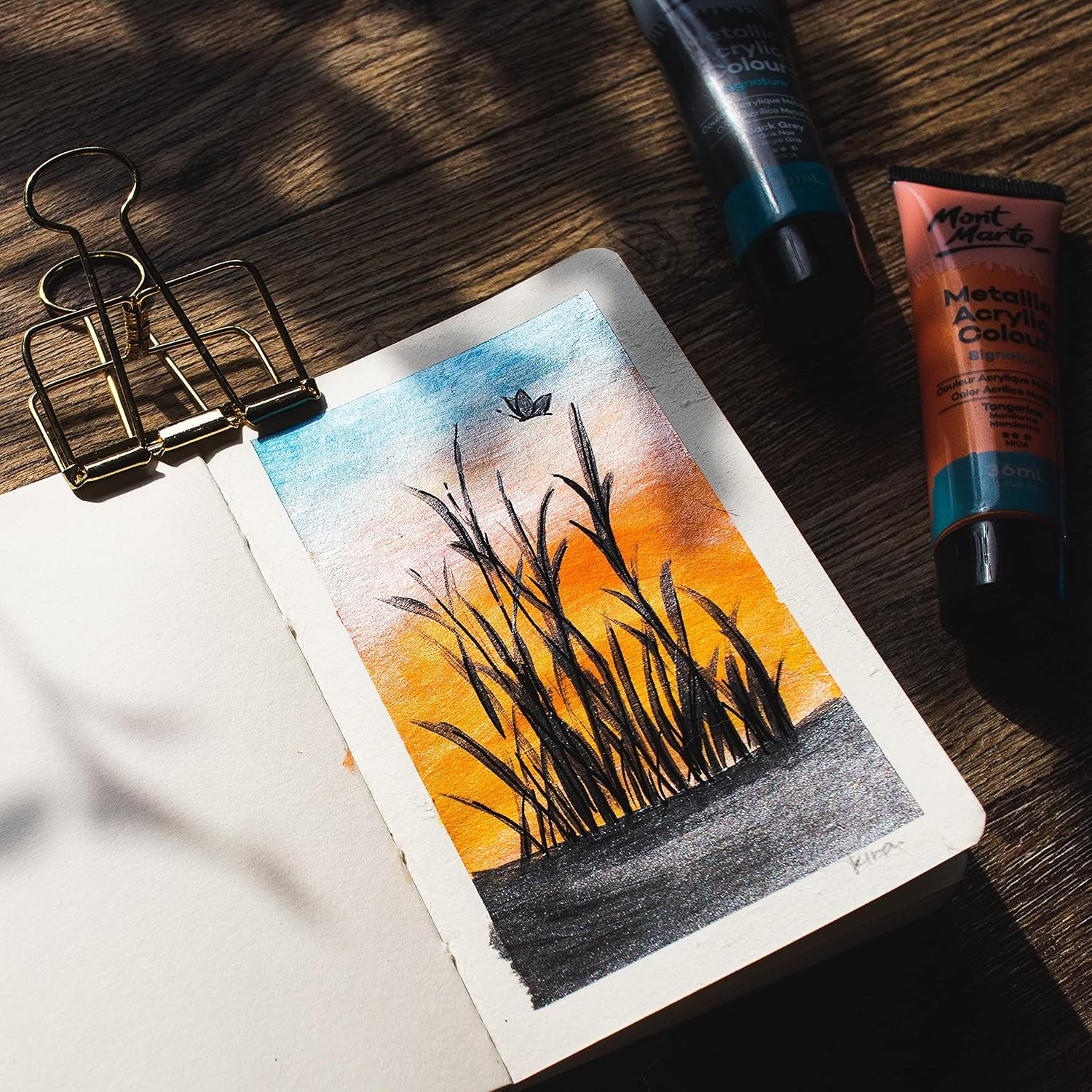 Mont Marte Metallic Acrylic Colour Paint 12-Pieces Set, 36 Ml image number 5