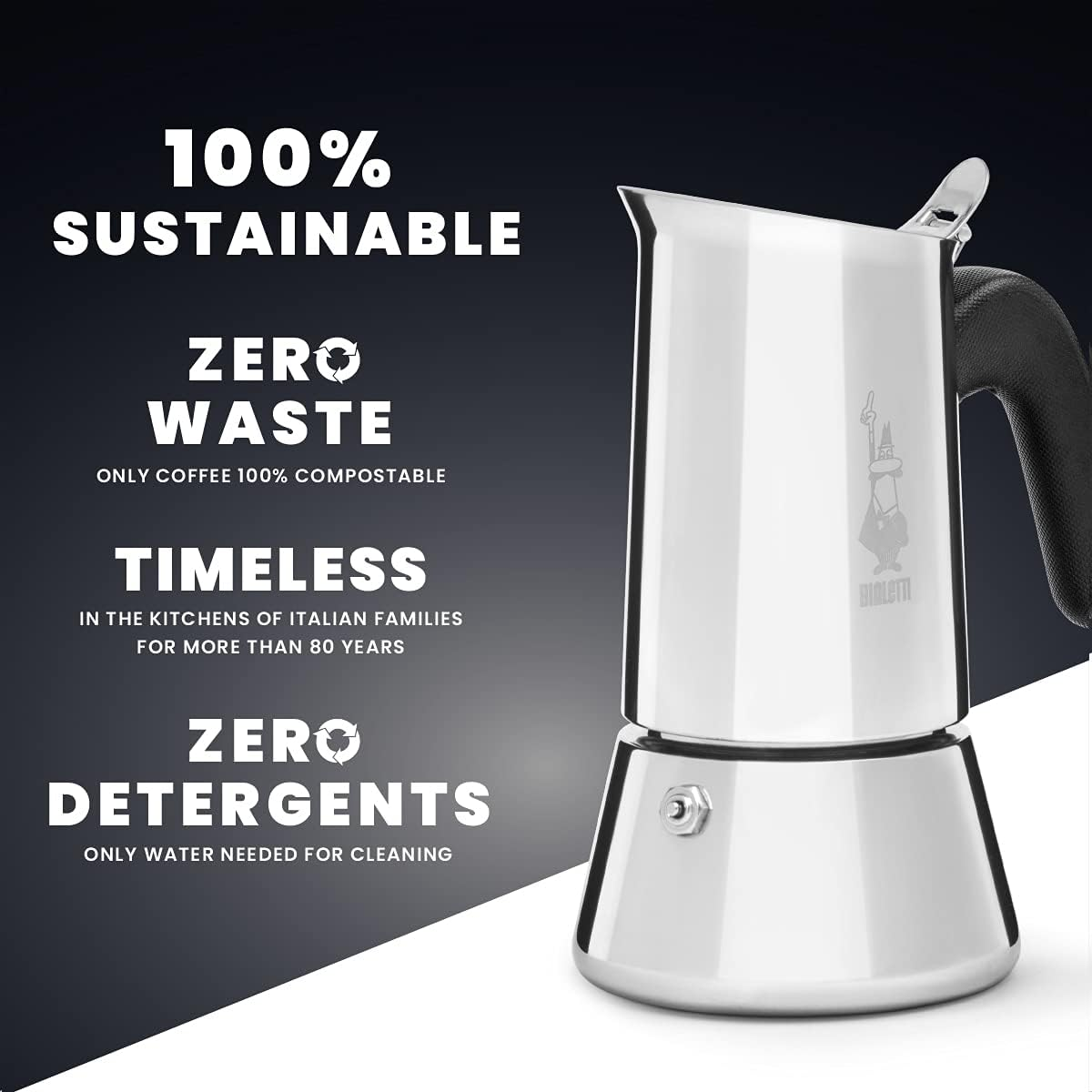 Bialetti Stainless Steel New Venus Coffee Maker, 10 Cups Capacity, Silver image number 4