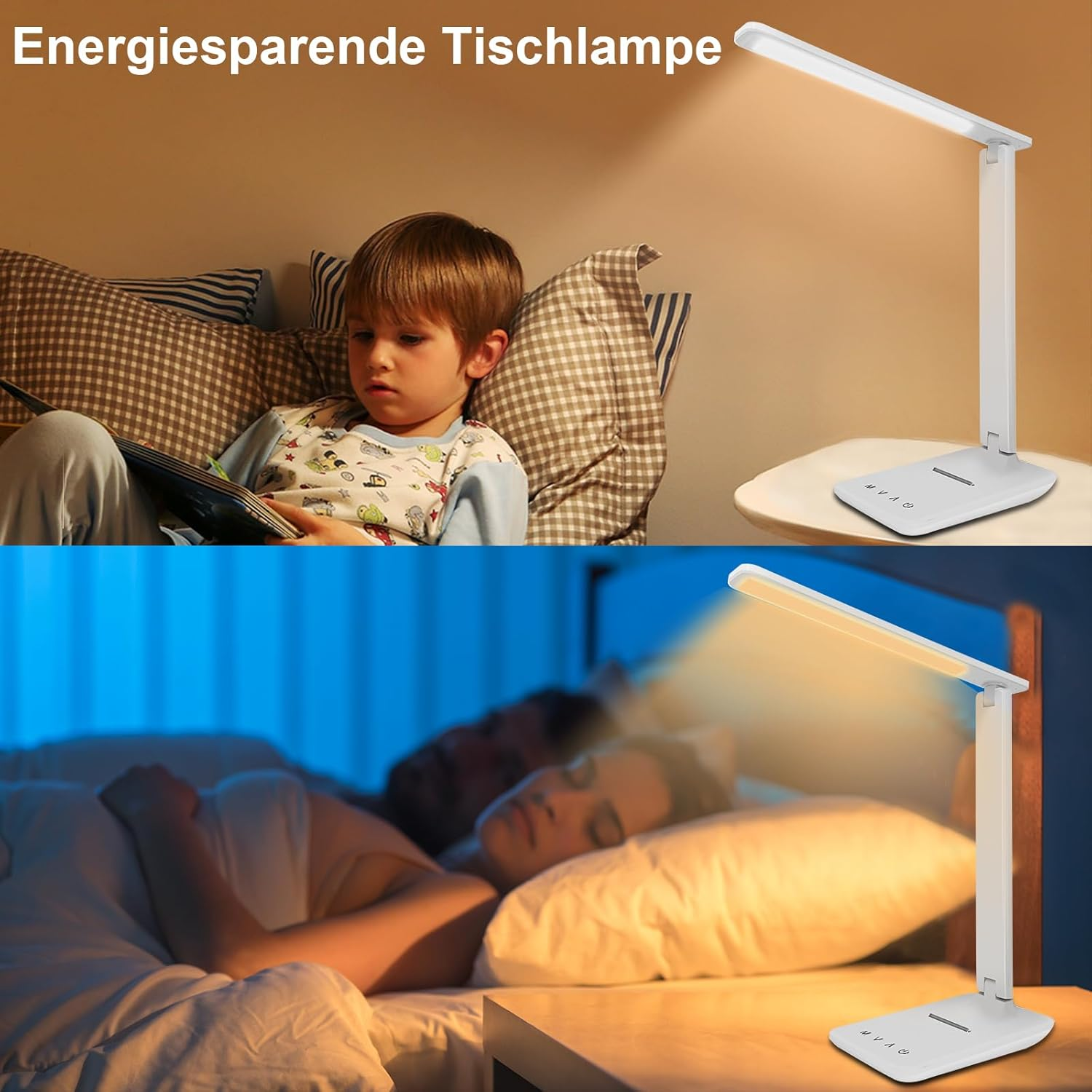 Jumoking Desk Lamp LED Dimmable Eye Protection, Desk Lamp with 5 Colours and 5 Brightness Levels, Table Lamp with USB Charging Port, Touch Control for Children, Bedroom, Reading, Offices (White) - Pink Pro image number 5