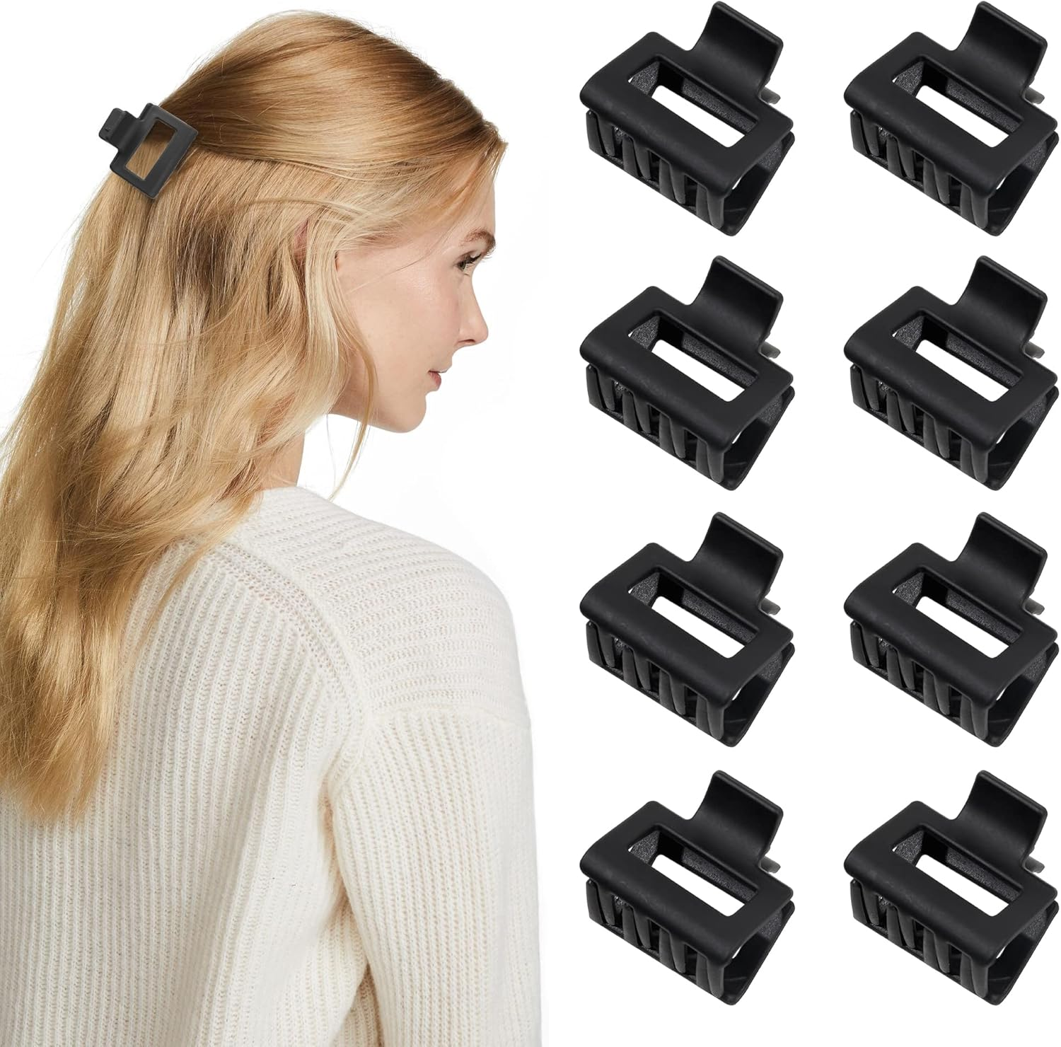 Hair Claw Clips for Women - Black Small Claw Clips for Thin Hair 1.57 Inch Mini Hair Clips No Slip Medium Hair Clip Square Claw Clip Hair Styling Accessories for Women Girls&hellip;