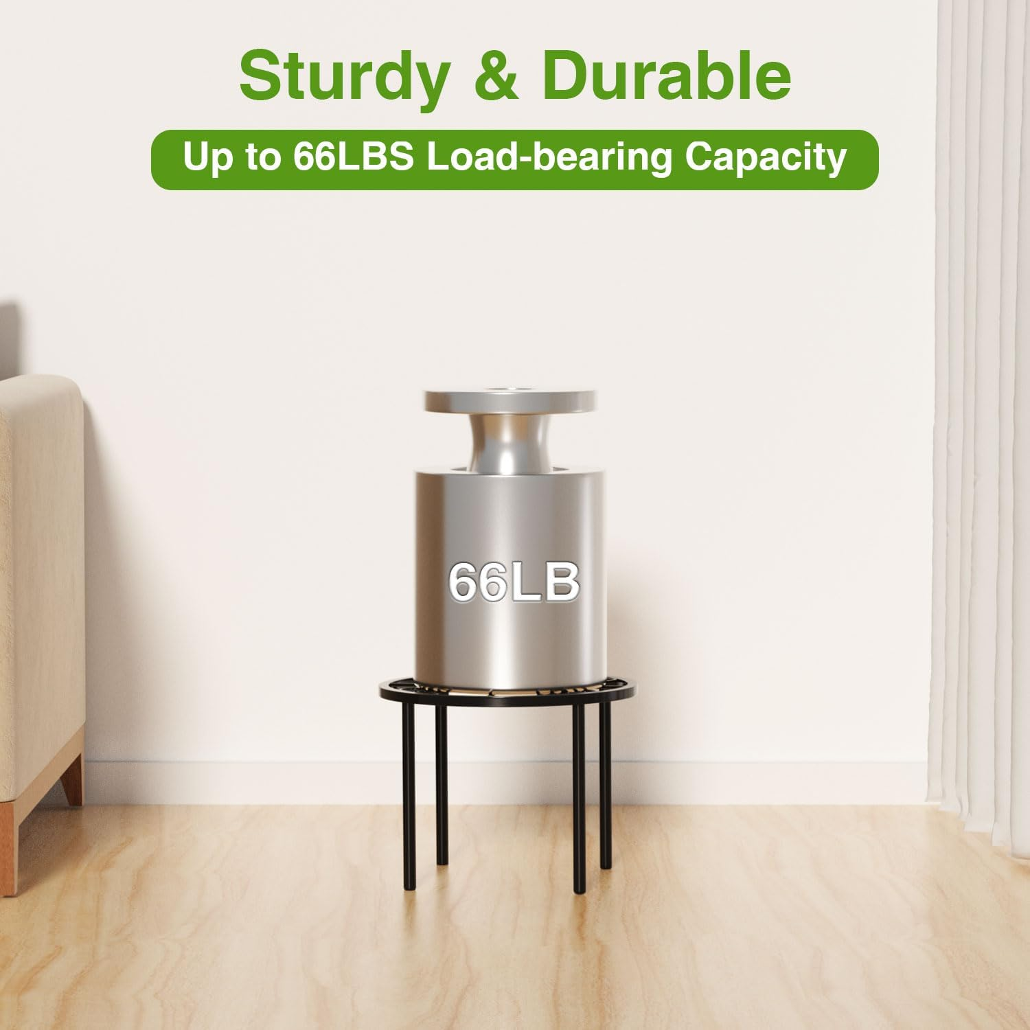 Metal Plant Stand, 11.41IN High Heavy Duty Potted Plant Holder, Small and Large Flower Pot Stand Anti-Rust, round Plant Rack for Room Indoor and Outdoor Courtyard, Gardens image number 4