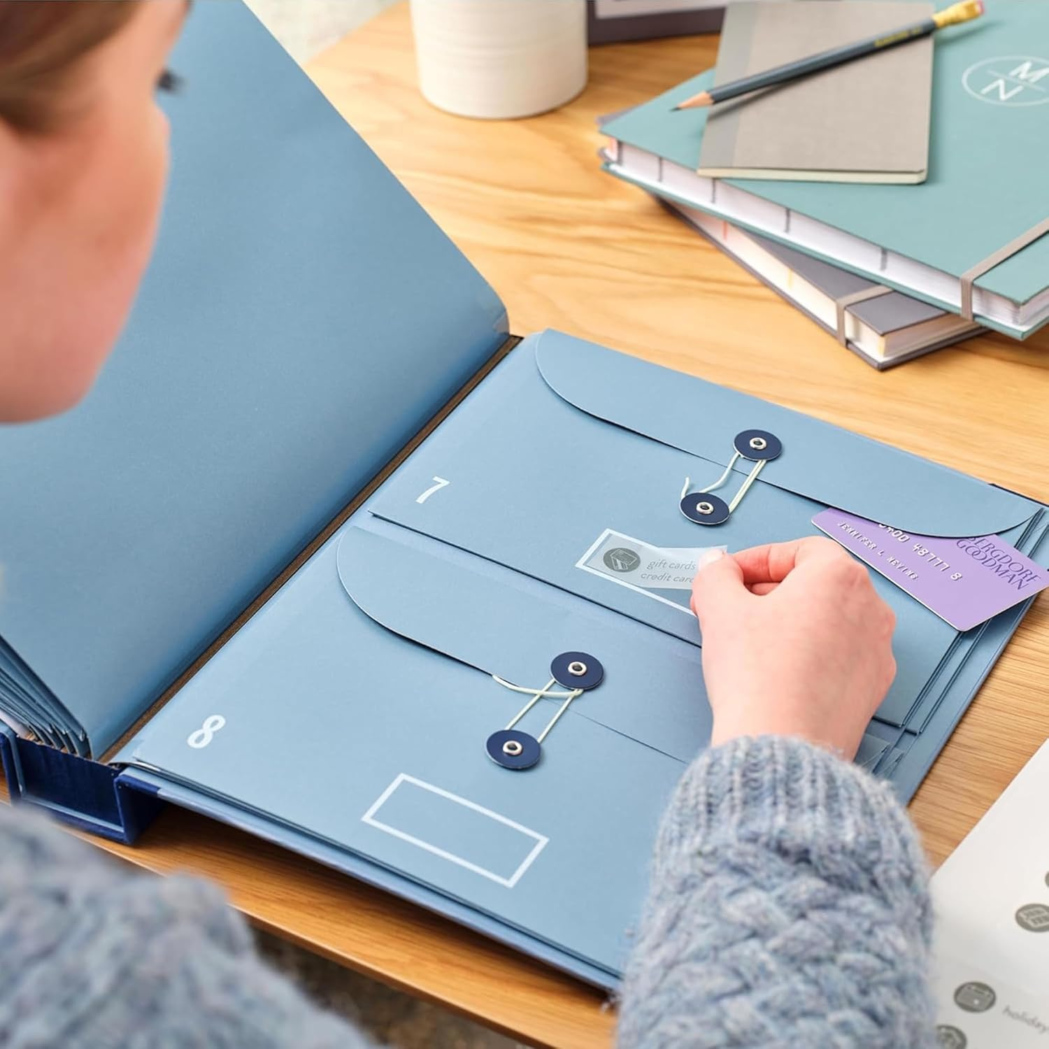 Drimzate Folio Document Organizer,Lifebook Document Organizer with Labels,Suitable for Important Document,Emergency Binder,Life Binder,Passports,And Letters(Light Blue) - Blue image number 3