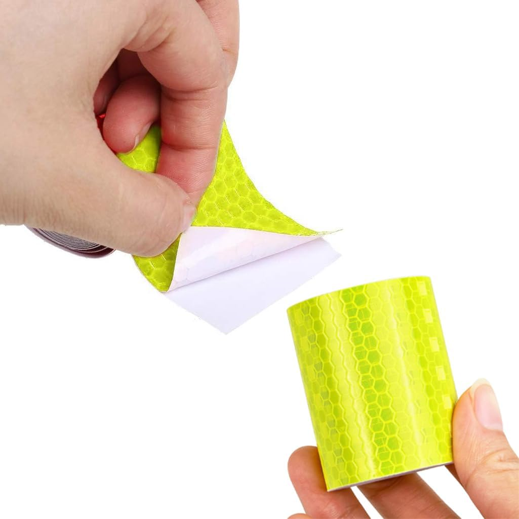 3 Rolls Reflective Tape Security Marking Tape Safety Tape Self-Adhesive Sticker High Visibility No Residue Reflector Tape Waterproof for Trucks Bikes Baby Strollers Helmets image number 3