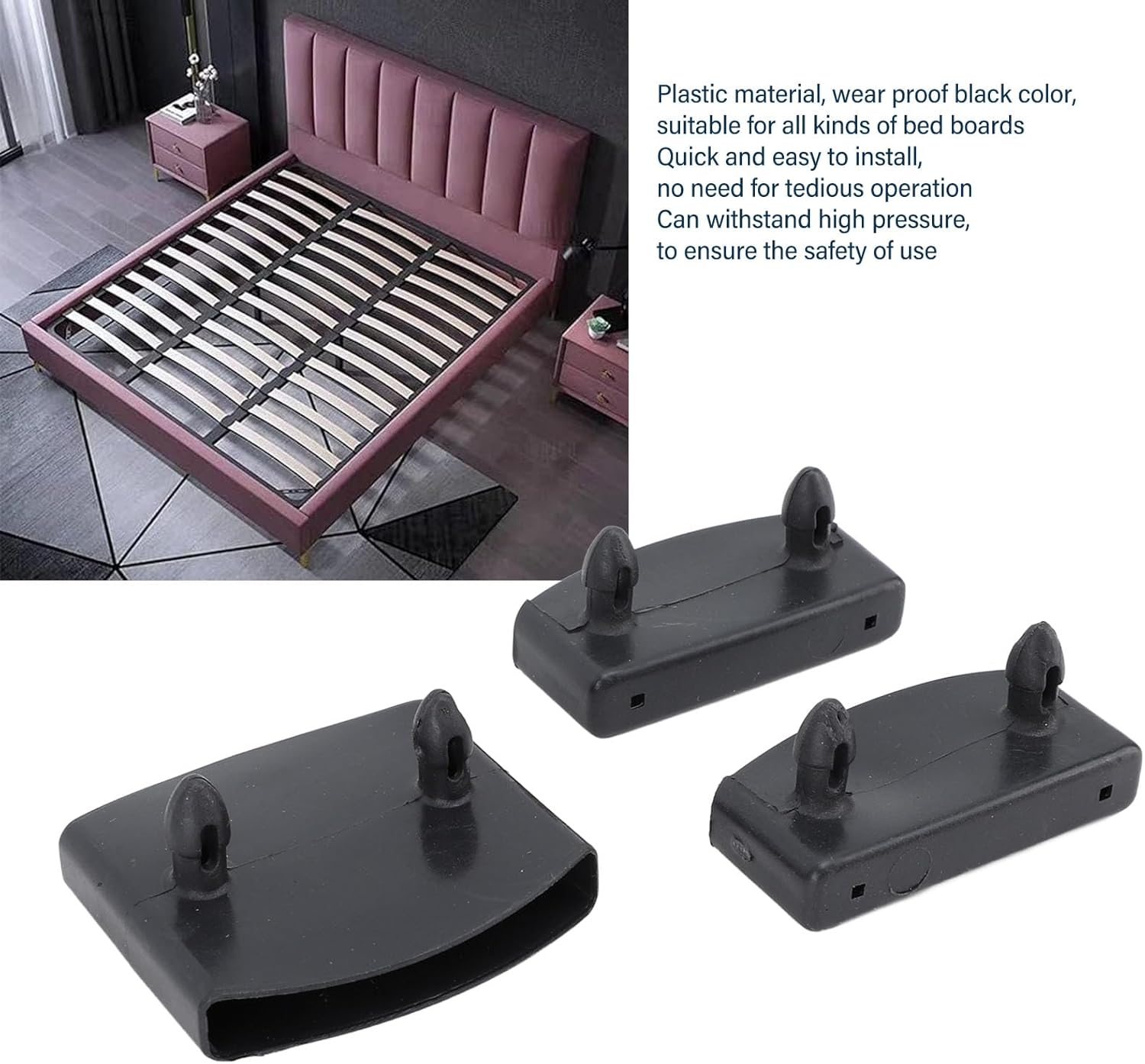 Bed Slat End Caps Kit, 72PCS Plastic Connector Kit for Wooden Metal Bed Frames, 57Mm Slats image number 4