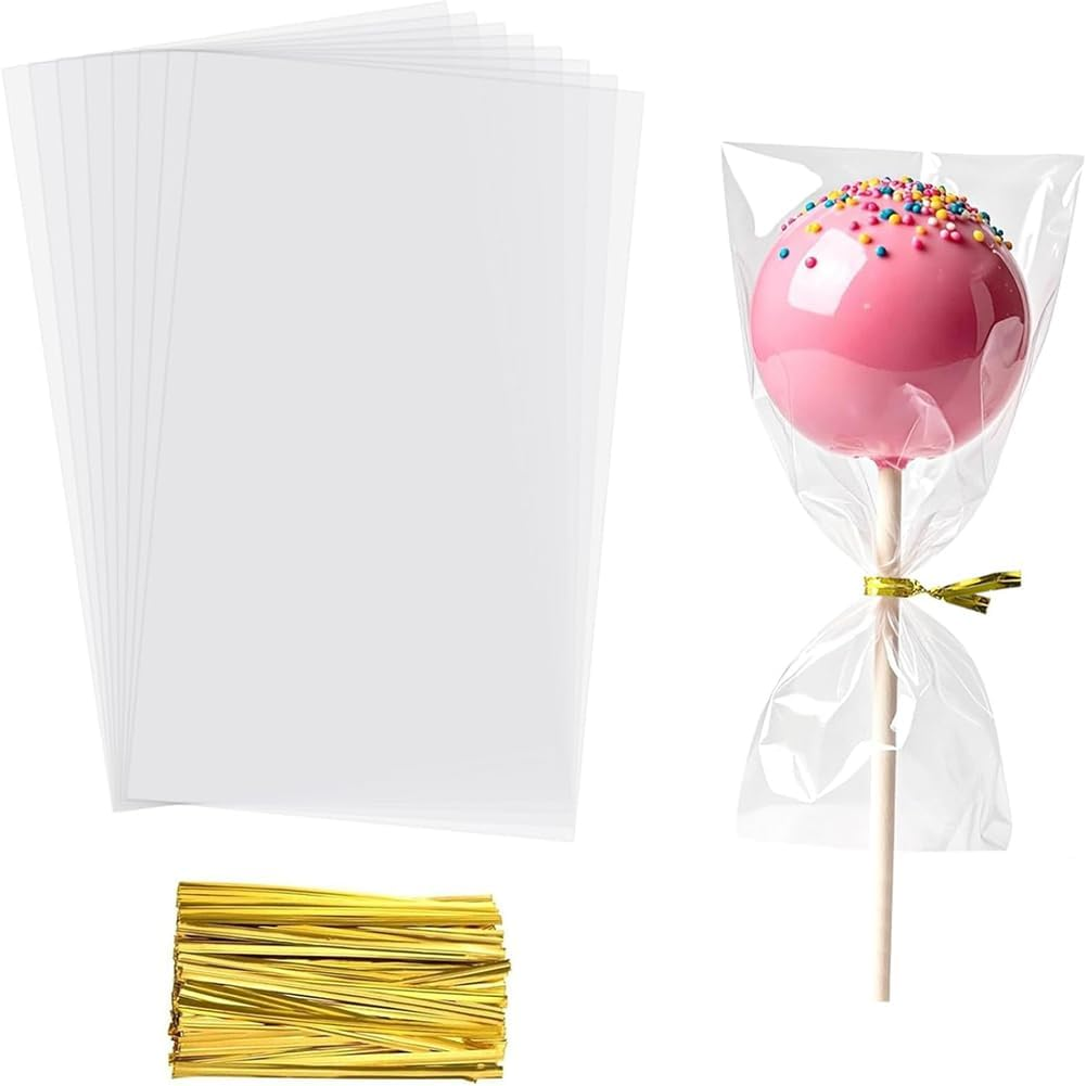 100Pcs Cellophane Bags,Suithink 12X17Cm Transparent Treat Candy Bags with Twist Ties for Small Gift Wrapping, Cookies, Party Favors, Bakery Packaging image number 1