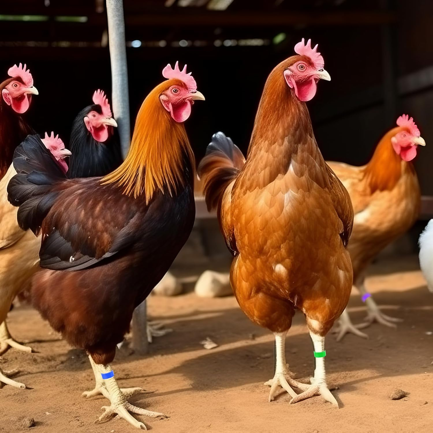 Chicken Leg Bands, 100 Pcs Chicken Leg Rings Identification Band 10 Colors Chick Tags for Legs Poultry Foot Rings Legs Bands for Poultry Identification (16Mm) image number 2