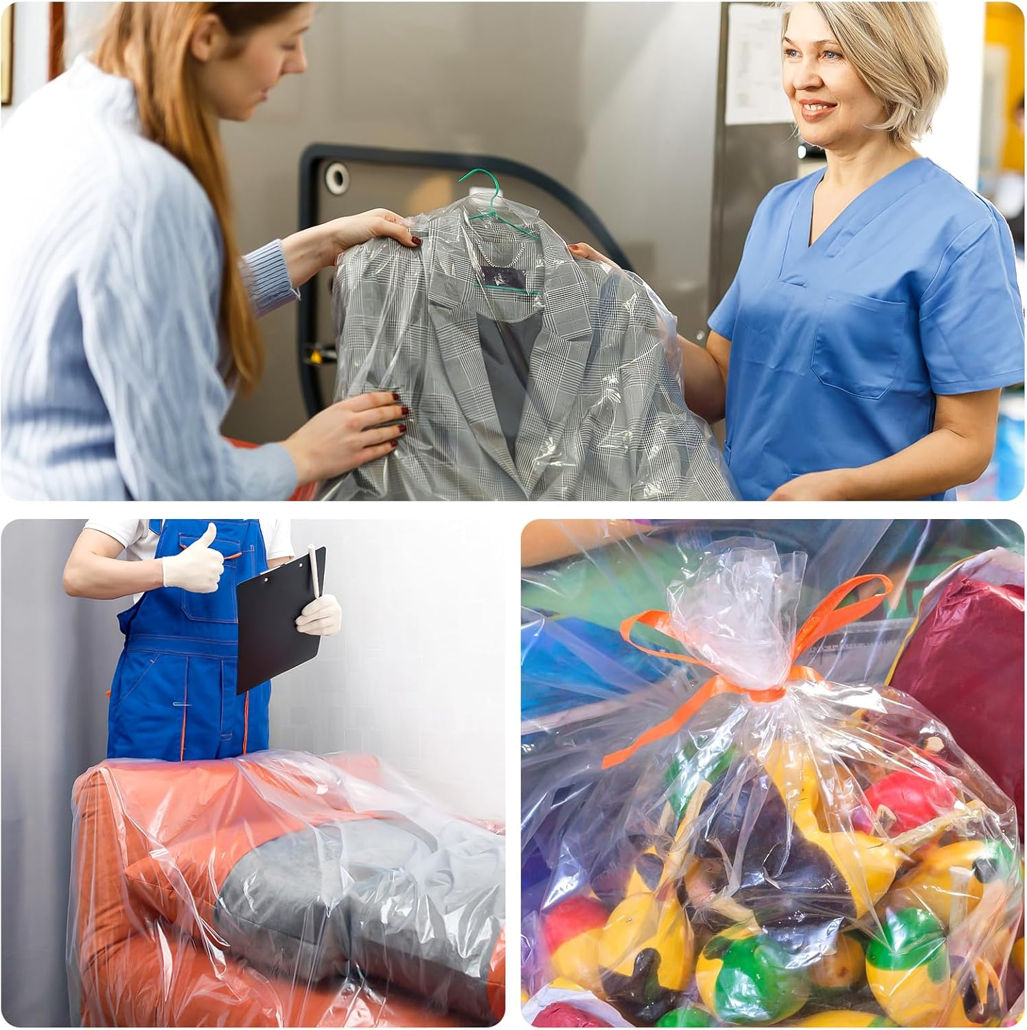 3 Pack Large Balloon Bags for Transport Reusable 98.4 X 59 Inches Giant Balloon Drop Bag Thicken Clear Plastic Balloon Storage Bags for Birthday, Wedding, New Years, Celebration Supplies - 79" X 47" image number 3