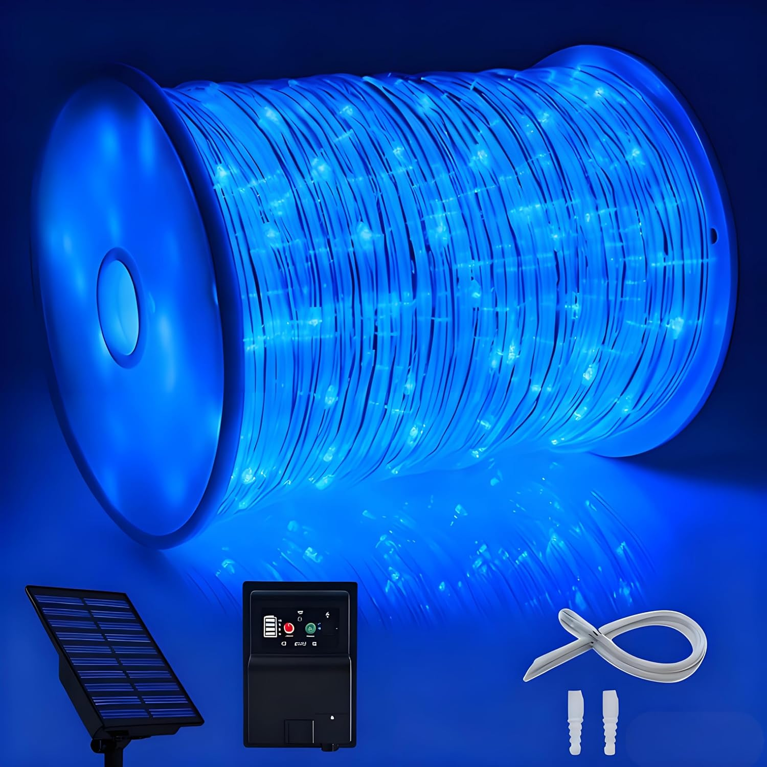 164 FT 1000 LED Rope Lights Solar Powered Waterproof String Lights 8 Modes Outdoor Tube Light Copper Wire Fairy Lights for Christmas Garden Fence Yard Party Pool Wedding Decor (Yellow)