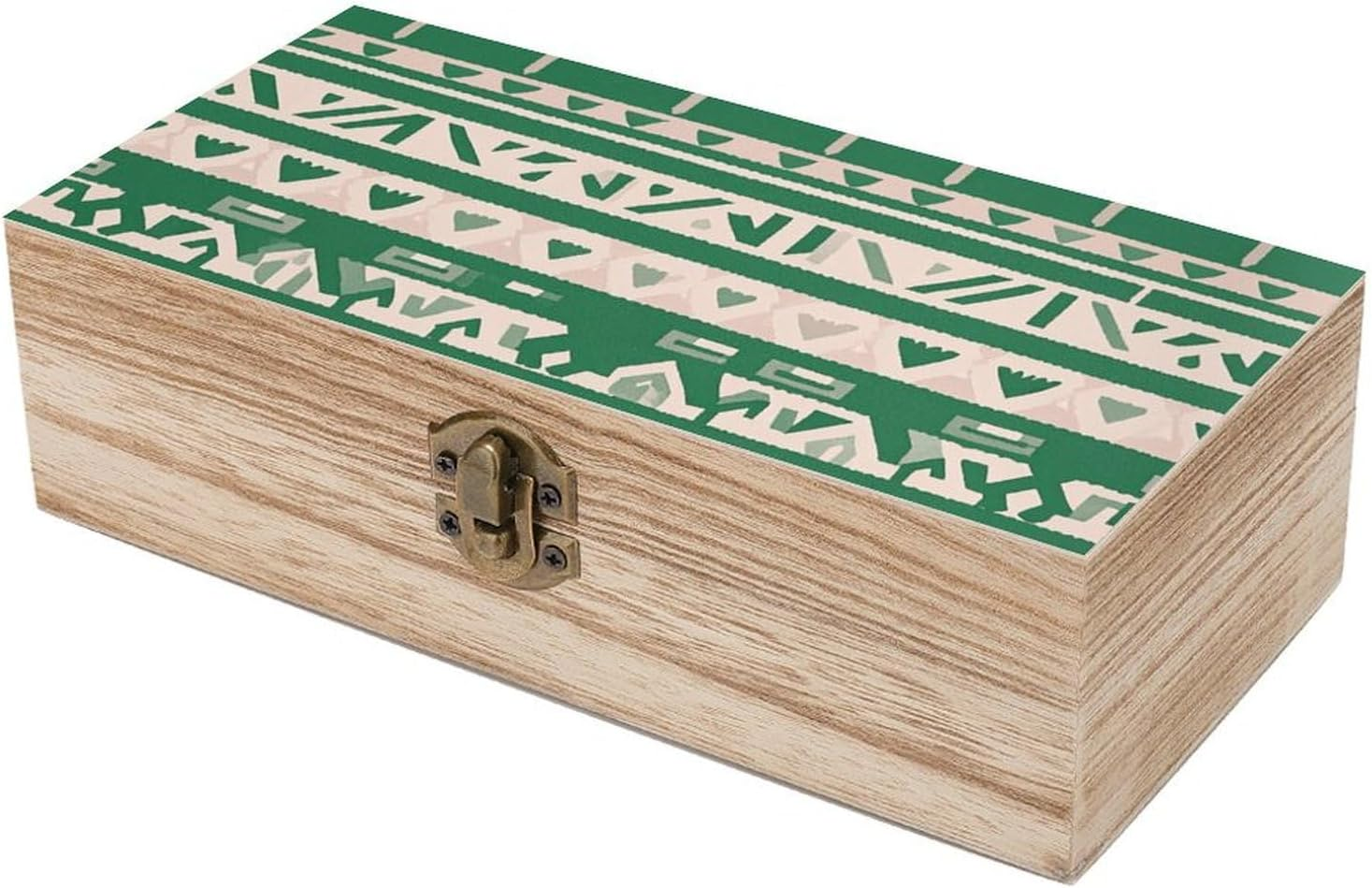 Aztec Fringe Pattern Wooden Box Wood Wedding Keepsake Boxes with Lids Small Decorative Boxes Lightweight Wooden Memory Storage Box for Crafts Keepsakes Jewelry Photo Letter Storage image number 5