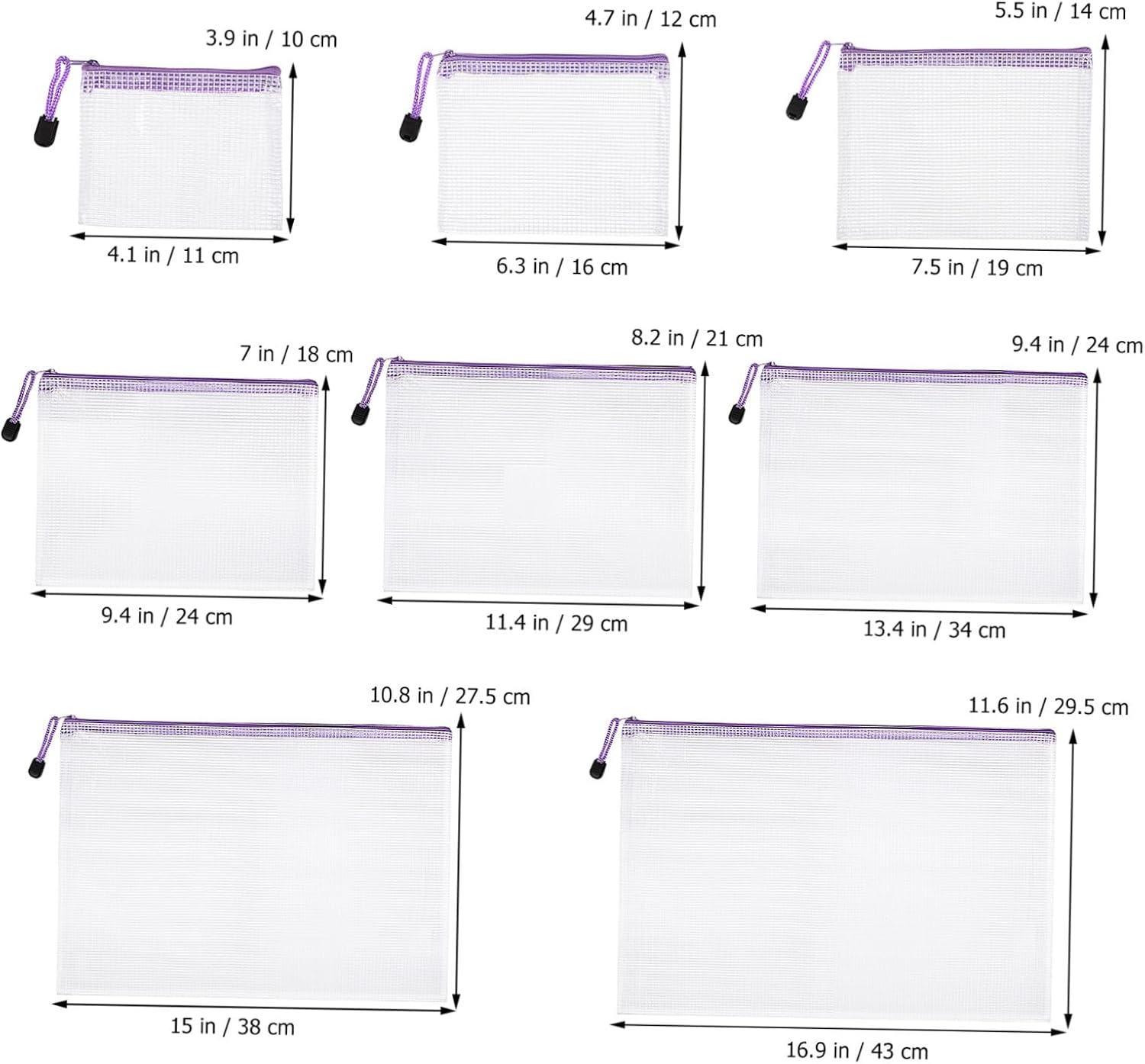 LOPUNER 32Pcs Mesh Zipper Pouch with Smooth Zippers Multi Transparent Document Wallets for Office Travel and Home Organizing Small Items and Papers image number 3