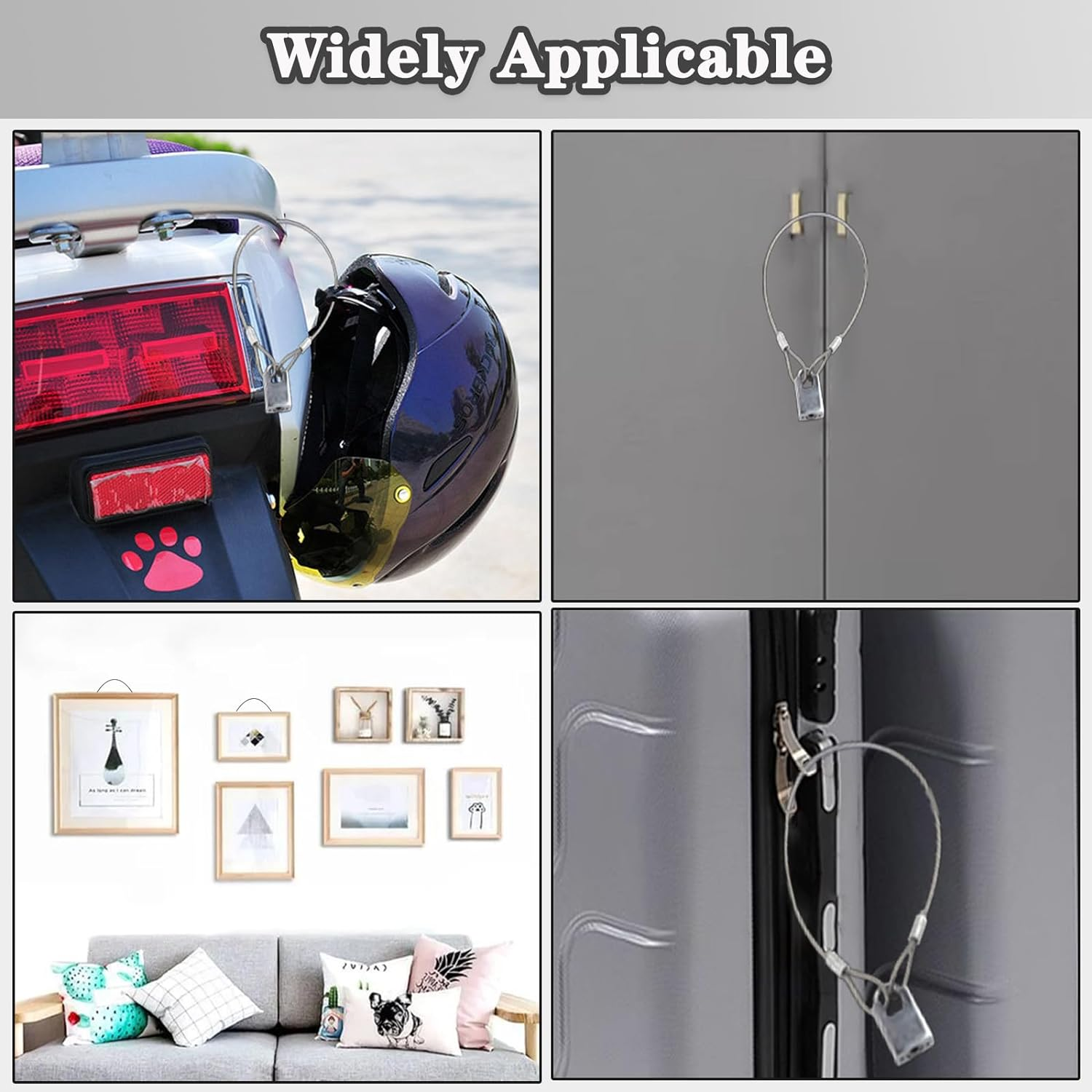 Stainless Steel Cable with Loops, Vinyl Coated Wire Rope Lanyard Lock Security Chains for Outdoor Gates, Stage Lighting, Luggage Lock Wire Rope with Loops 2Mm Thickness 12Inch Length - 5 Packs image number 1