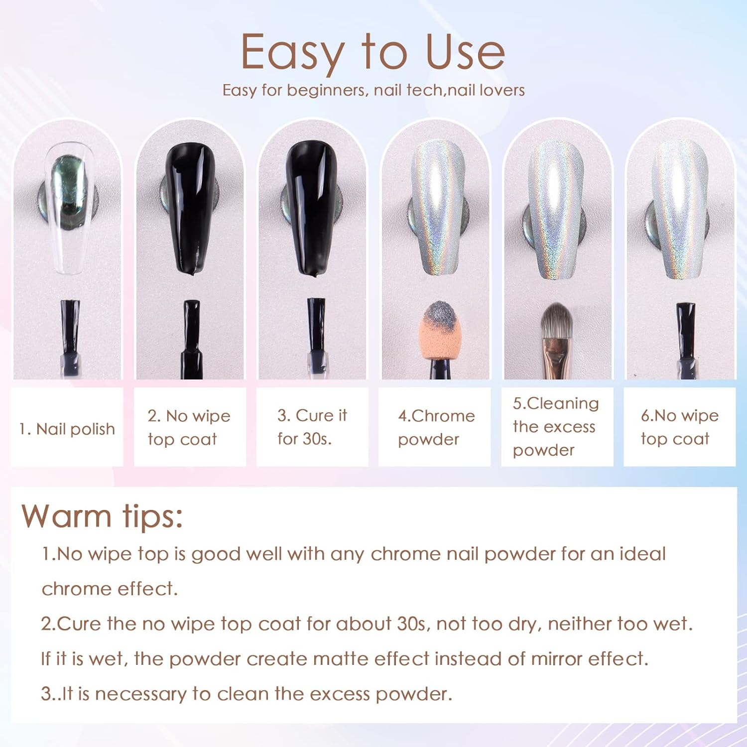 Laza Chrome Nail Powder Mirror Effect Metallic Dust Holographic Glitter Glazed Manicure Decoration Reflective Pigment for DIY Gel Polish Nail Art, Resin Craft, Gifts - Gold image number 1