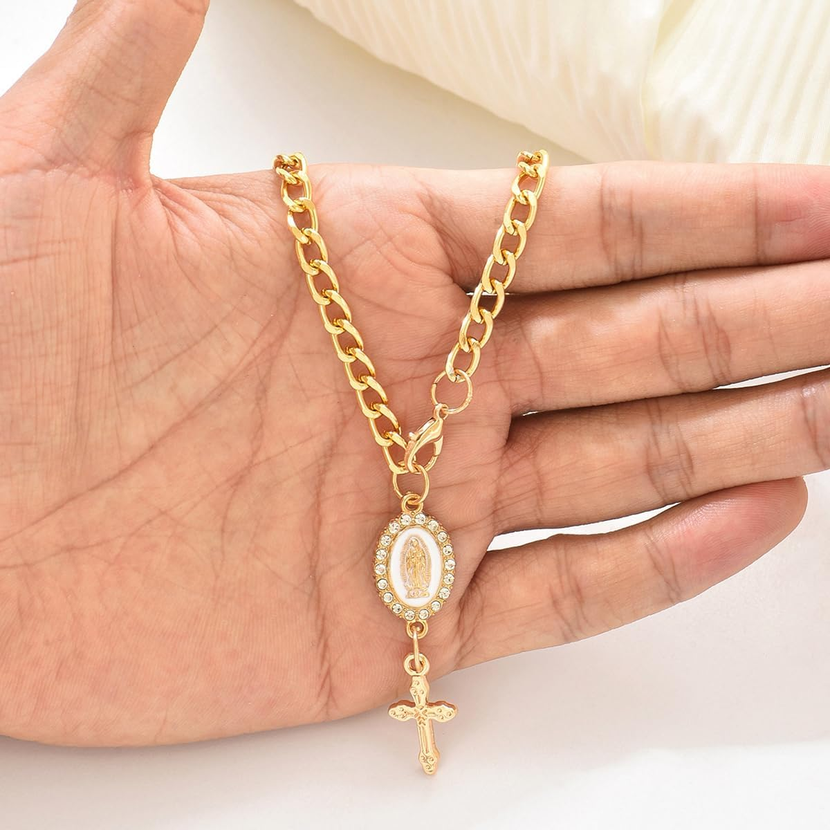 Charm Steering Wheel Rosary Accessory,Cross Pendant Car Decor,Car Rosary for Rearview Mirror,Charm Decor