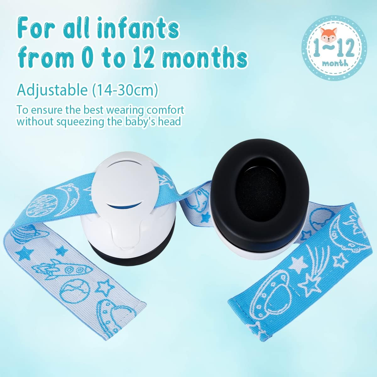 Infants Headphone, Kids Ear Defenders Noise Cancelling Headphones with Adjustable Headband, Ear Protectors Hearing Protection Safety Earmuffs Noise Reduction for 0-3 Years Baby (Blue) image number 5